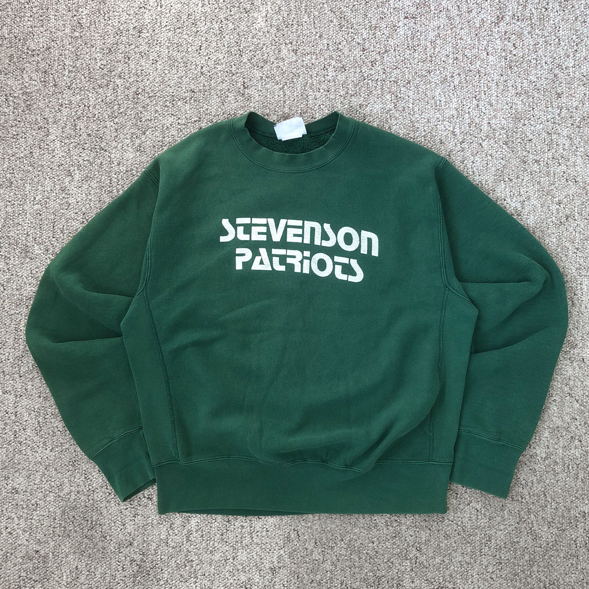 Vintage 90s Boxy 'Stevenson Patriots' Reverse Weave Green Sweatshirt Size US L / EU 52-54 / 3 - 2 Thumbnail
