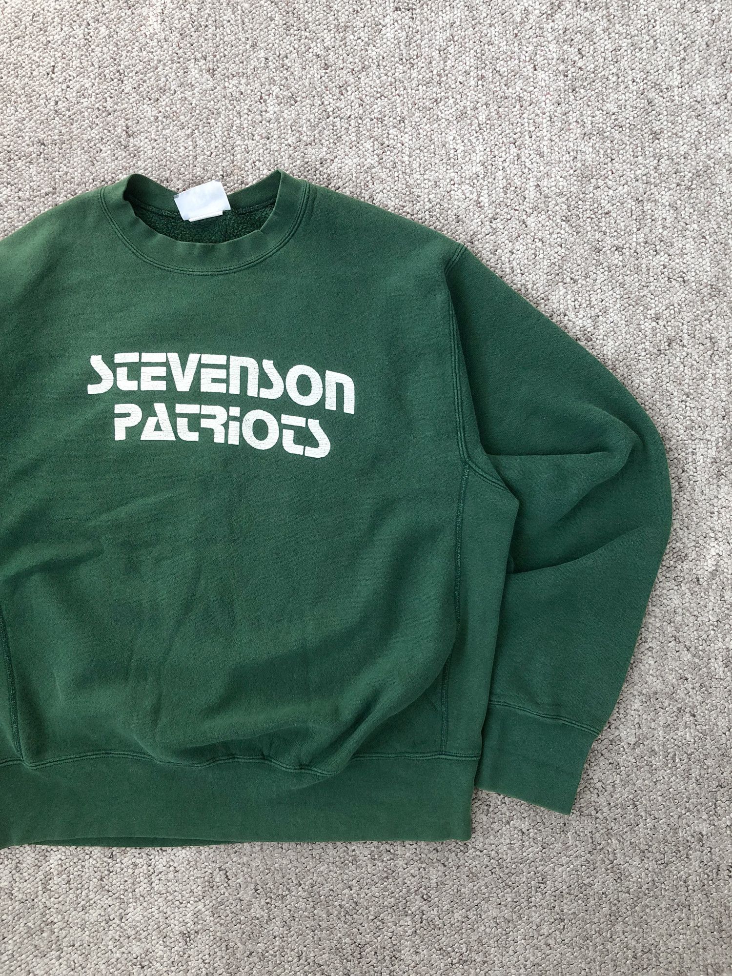 Vintage 90s Boxy 'Stevenson Patriots' Reverse Weave Green Sweatshirt Size US L / EU 52-54 / 3 - 1 Thumbnail