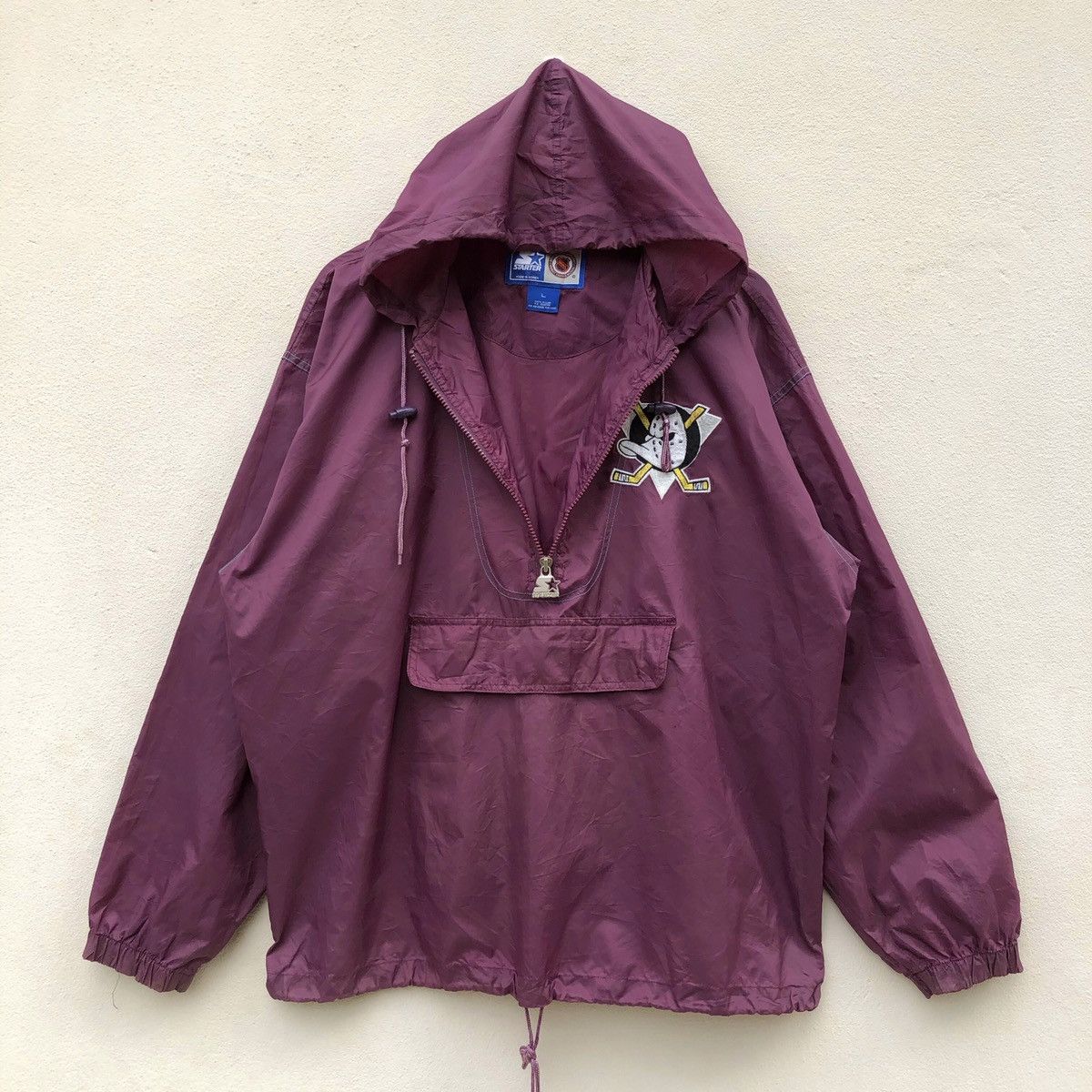 NHL × Starter × Vintage Rare🔥STARTER X MIGHTY DUCK HALF ZIPPER Windbreaker Jacket Size US L / EU 52-54 / 3 - 4 Thumbnail