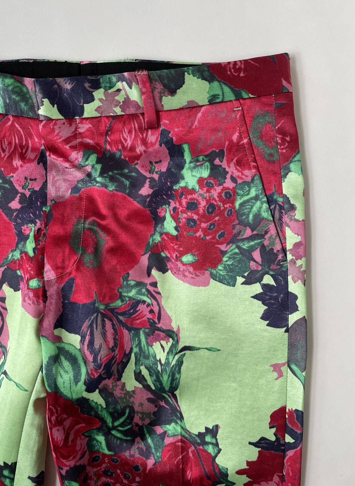 Dries Van Noten S/S 20 Neon Floral Print Satin Trousers Size US 32 / EU 48 - 4 Thumbnail