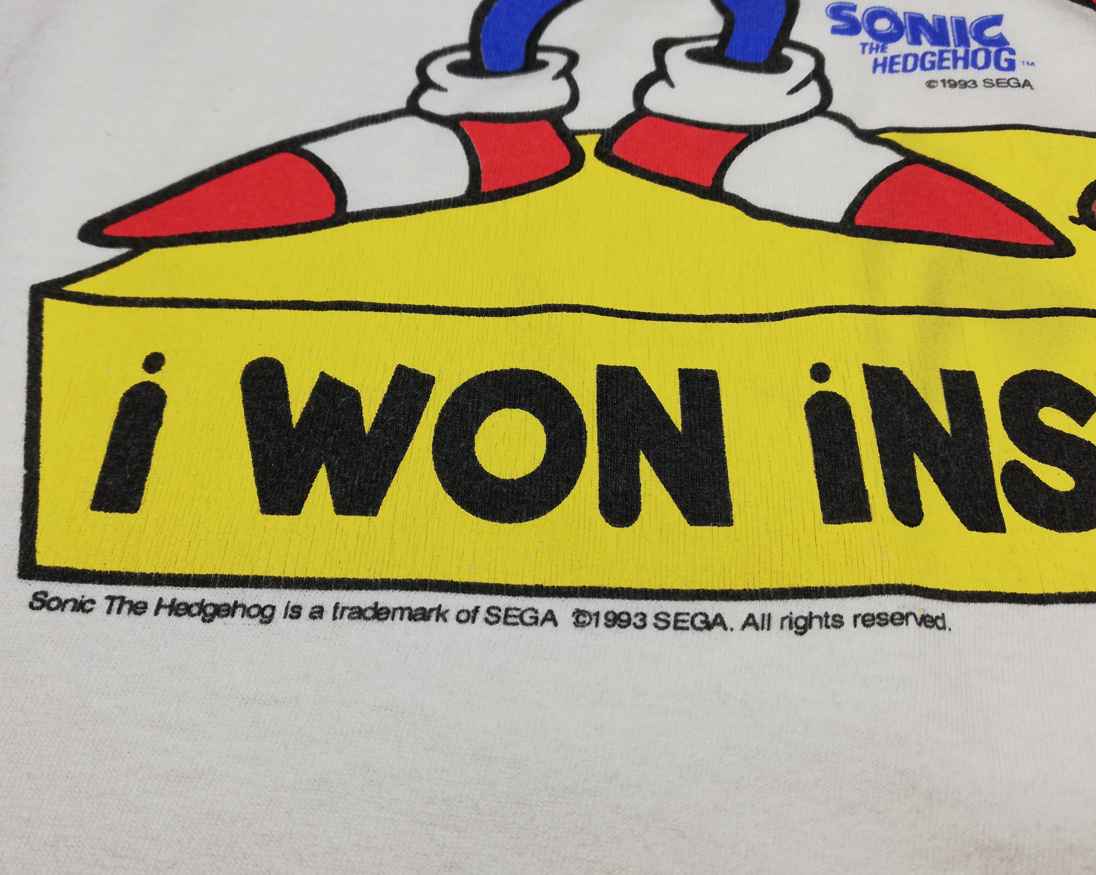 Vintage 🔥Sonic The Hedgehog Is Trademark 1993 Rights Reserved Size US L / EU 52-54 / 3 - 5 Thumbnail