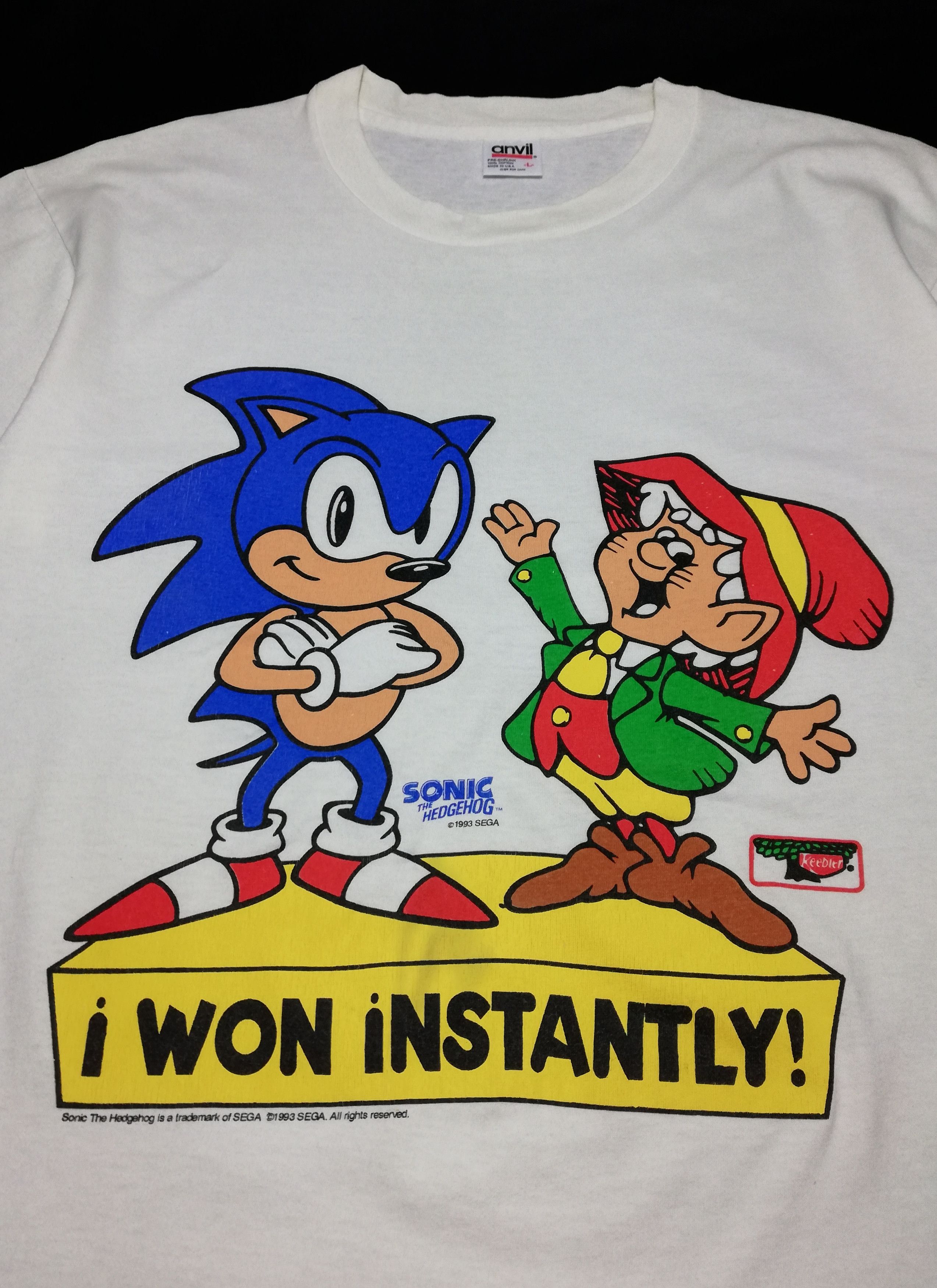 Vintage 🔥Sonic The Hedgehog Is Trademark 1993 Rights Reserved Size US L / EU 52-54 / 3 - 2 Thumbnail