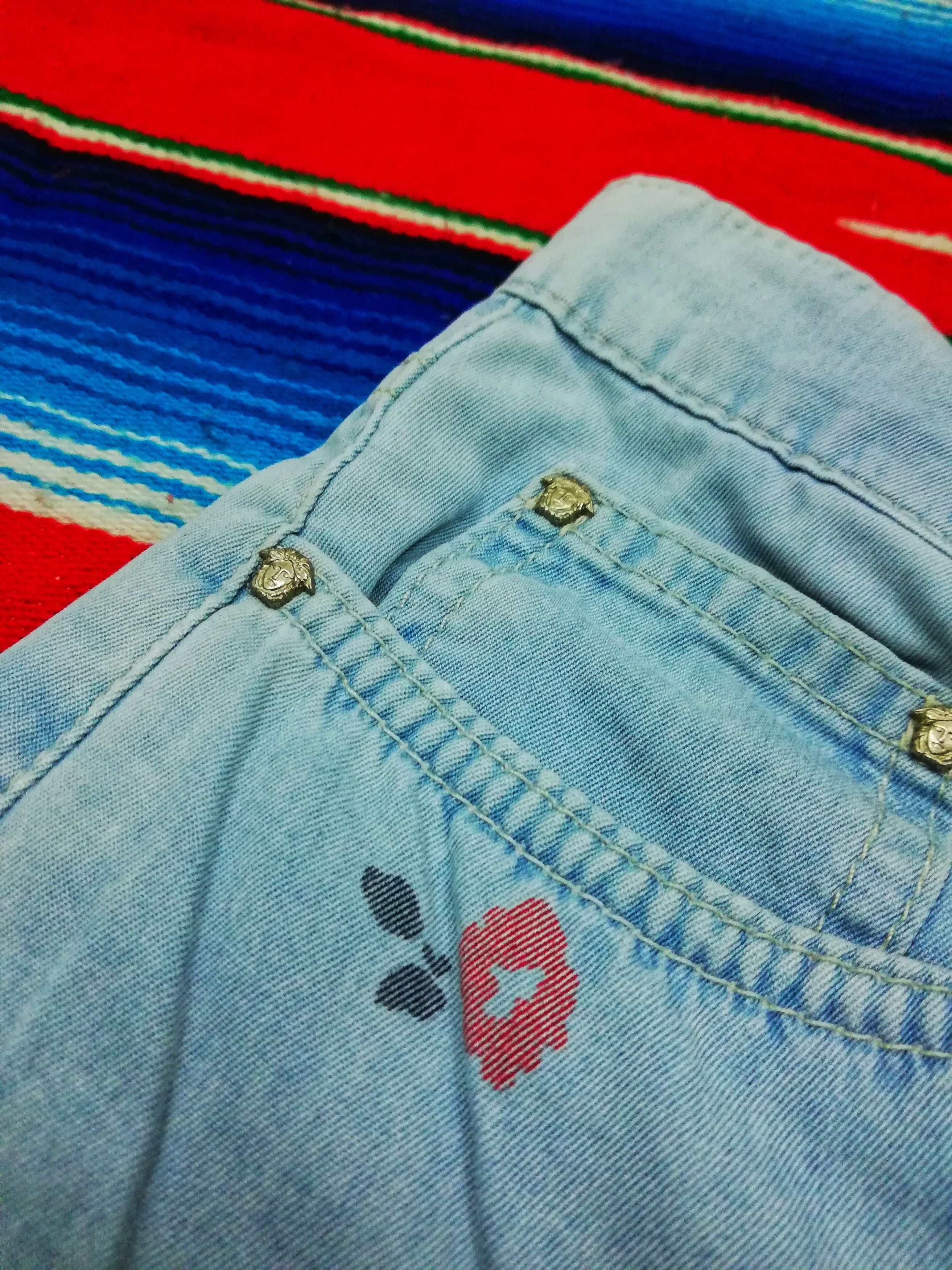 Versace × Versace Jeans Couture 🔥Versace Jeans Couture Floral Painted Straight Cut Pants🔥 Size US 27 - 4 Thumbnail