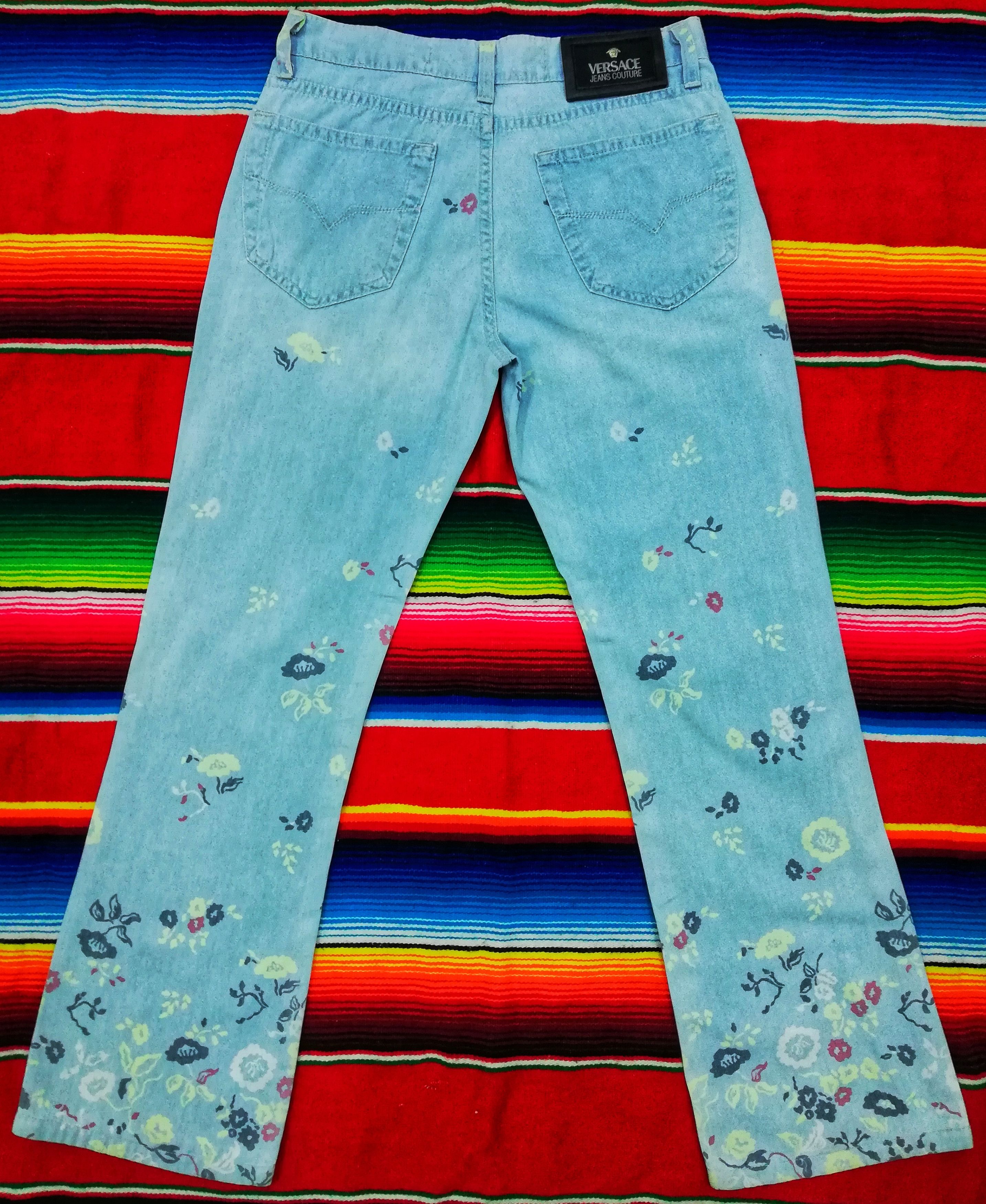 Versace × Versace Jeans Couture 🔥Versace Jeans Couture Floral Painted Straight Cut Pants🔥 Size US 27 - 17 Thumbnail