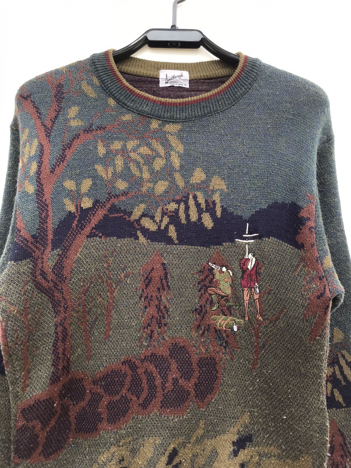 Lindbergh × Vintage Rare Lindbergh Japan Knit Sweater - Vintage Hunting Scene Size US S / EU 44-46 / 1 - 3 Thumbnail