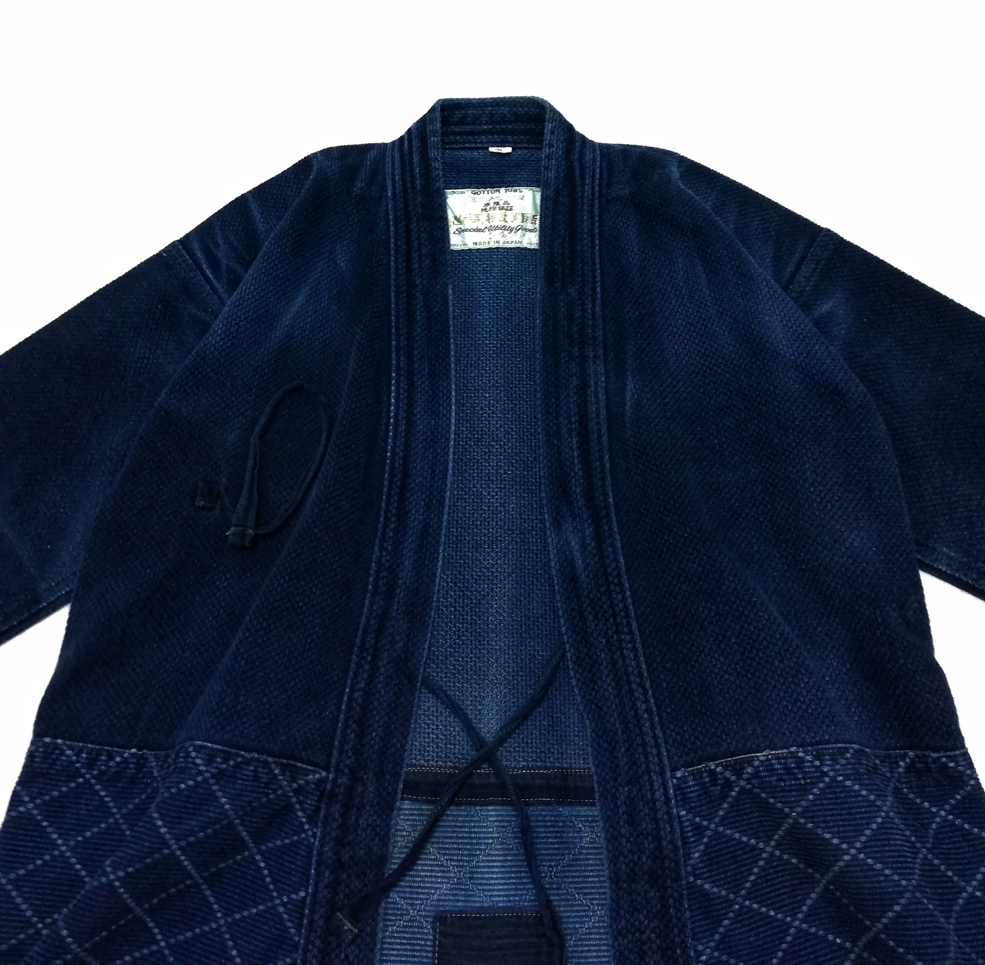 Indigo × Japanese Brand 🔥Dyed Sashiko Noragi Kimono Style Visvim Design Cotton🔥 Size US L / EU 52-54 / 3 - 2 Thumbnail