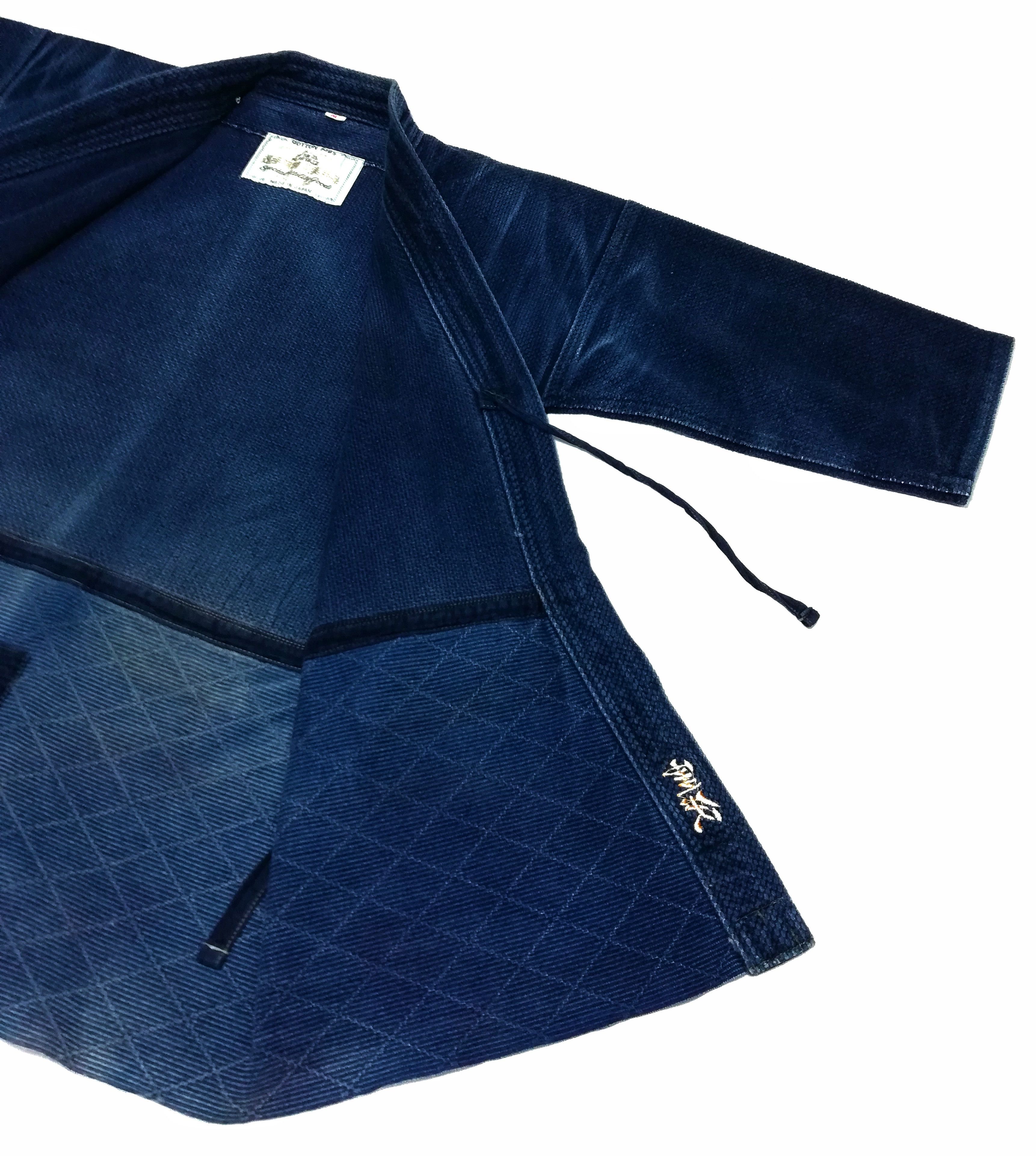 Indigo × Japanese Brand 🔥Dyed Sashiko Noragi Kimono Style Visvim Design Cotton🔥 Size US L / EU 52-54 / 3 - 10 Thumbnail