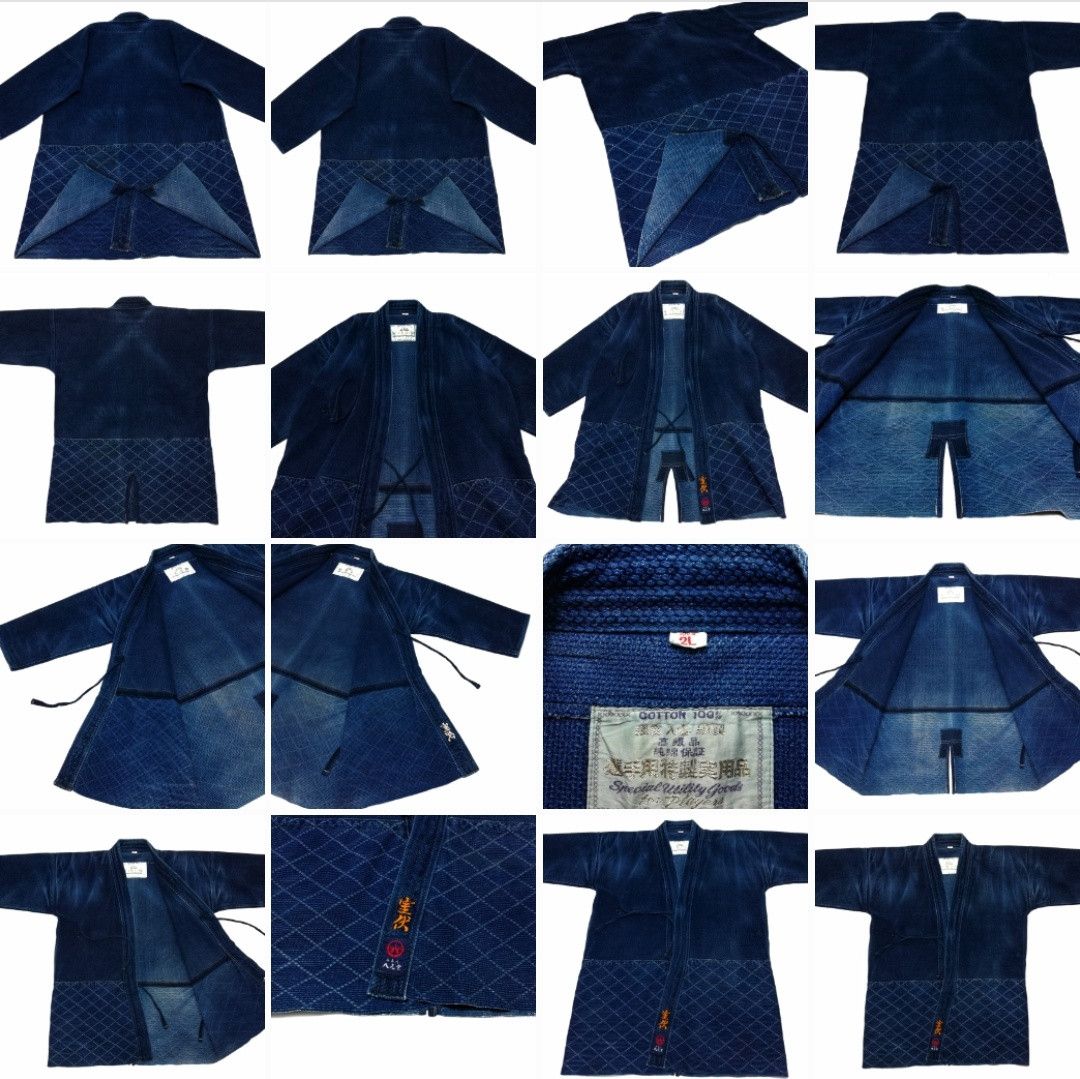 Indigo × Japanese Brand 🔥Dyed Sashiko Noragi Kimono Style Visvim Design Cotton🔥 Size US L / EU 52-54 / 3 - 17 Thumbnail