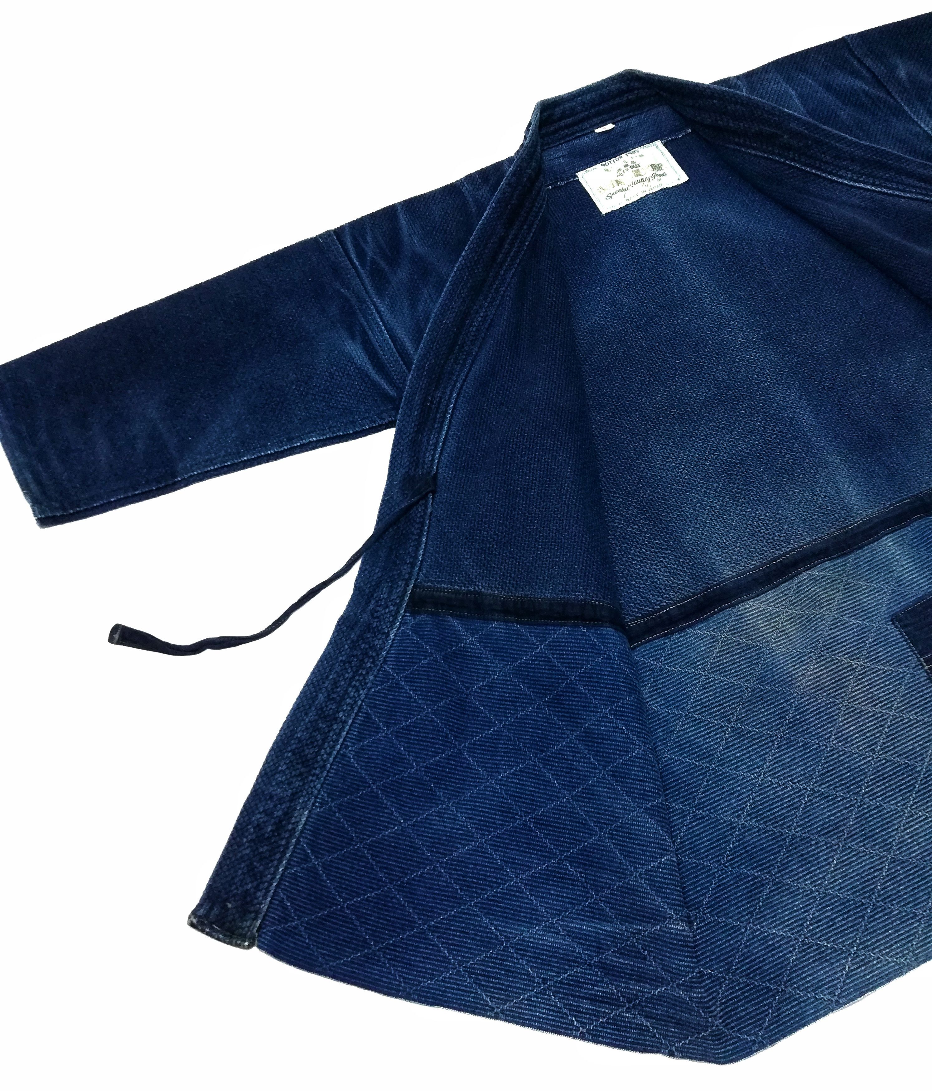 Indigo × Japanese Brand 🔥Dyed Sashiko Noragi Kimono Style Visvim Design Cotton🔥 Size US L / EU 52-54 / 3 - 9 Thumbnail