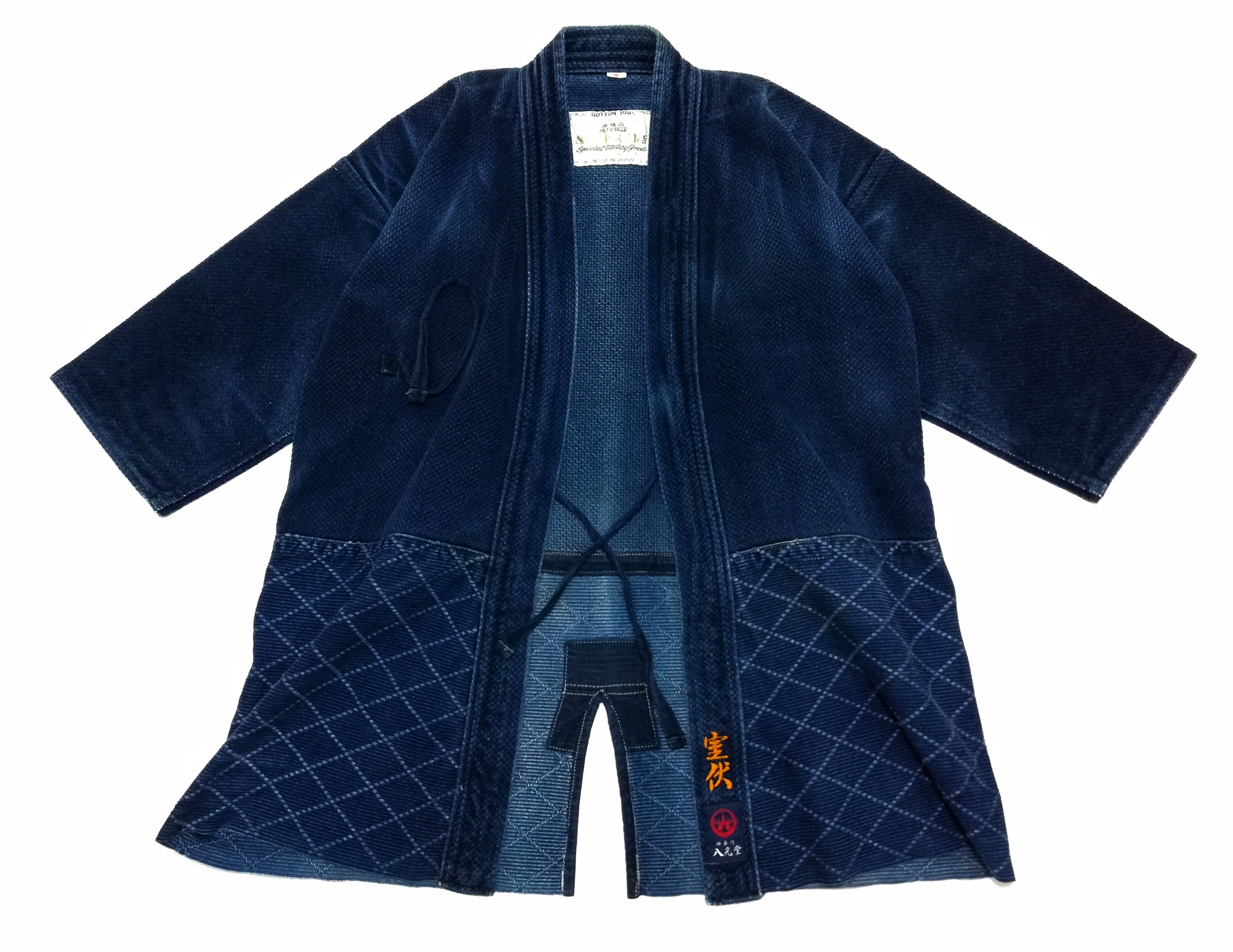 Indigo × Japanese Brand 🔥Dyed Sashiko Noragi Kimono Style Visvim Design Cotton🔥 Size US L / EU 52-54 / 3 - 1 Thumbnail