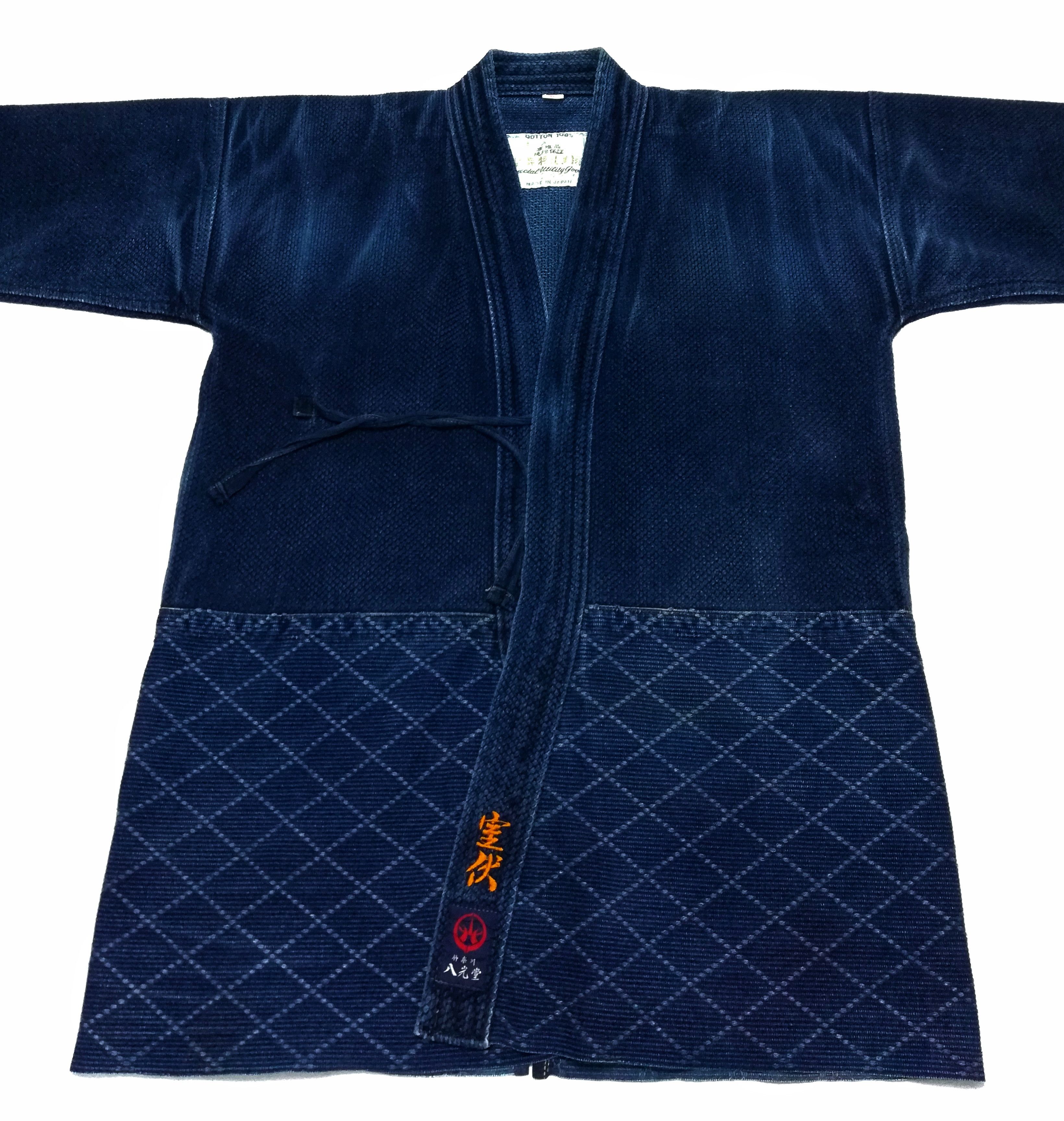 Indigo × Japanese Brand 🔥Dyed Sashiko Noragi Kimono Style Visvim Design Cotton🔥 Size US L / EU 52-54 / 3 - 4 Thumbnail