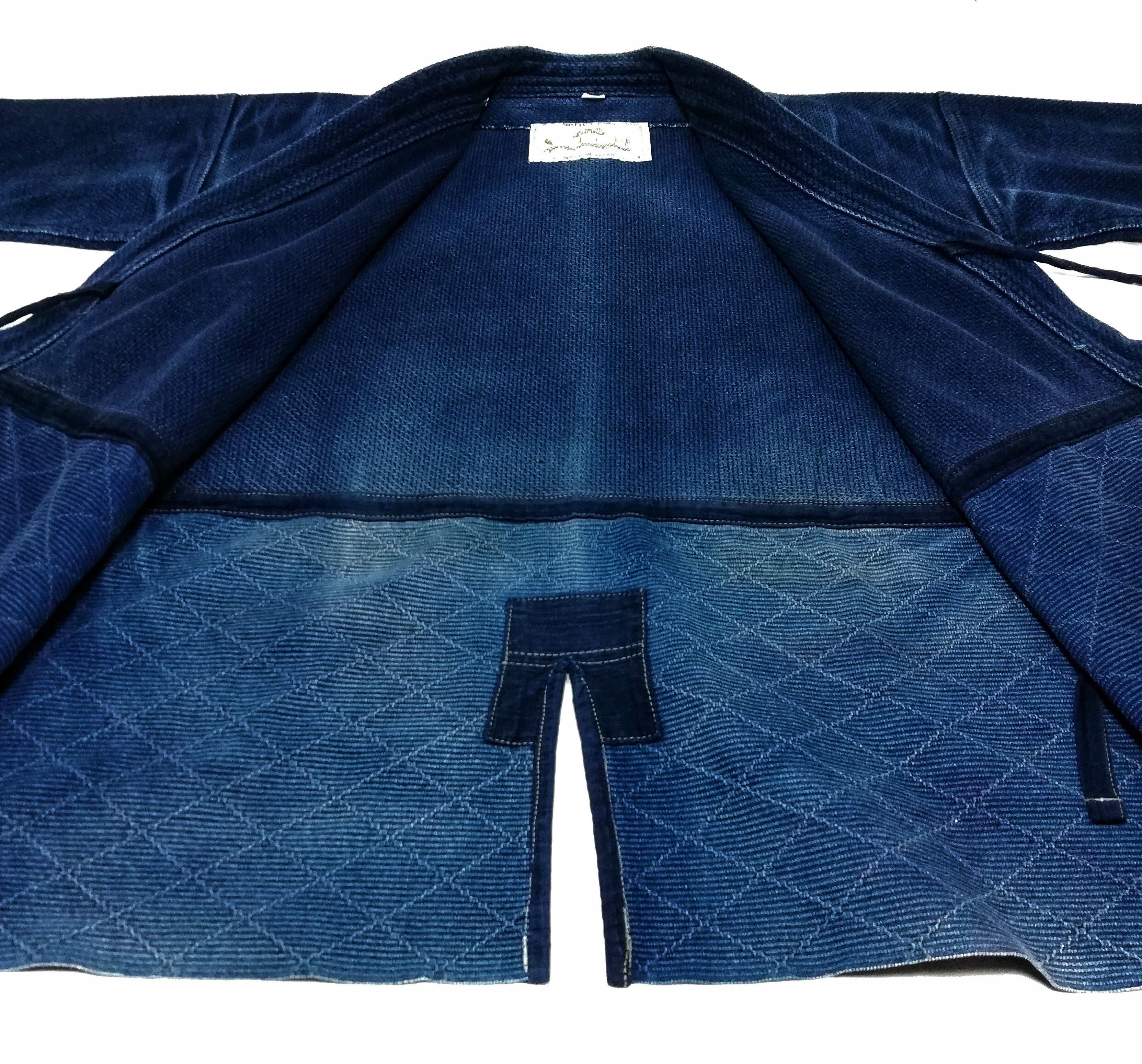 Indigo × Japanese Brand 🔥Dyed Sashiko Noragi Kimono Style Visvim Design Cotton🔥 Size US L / EU 52-54 / 3 - 11 Thumbnail