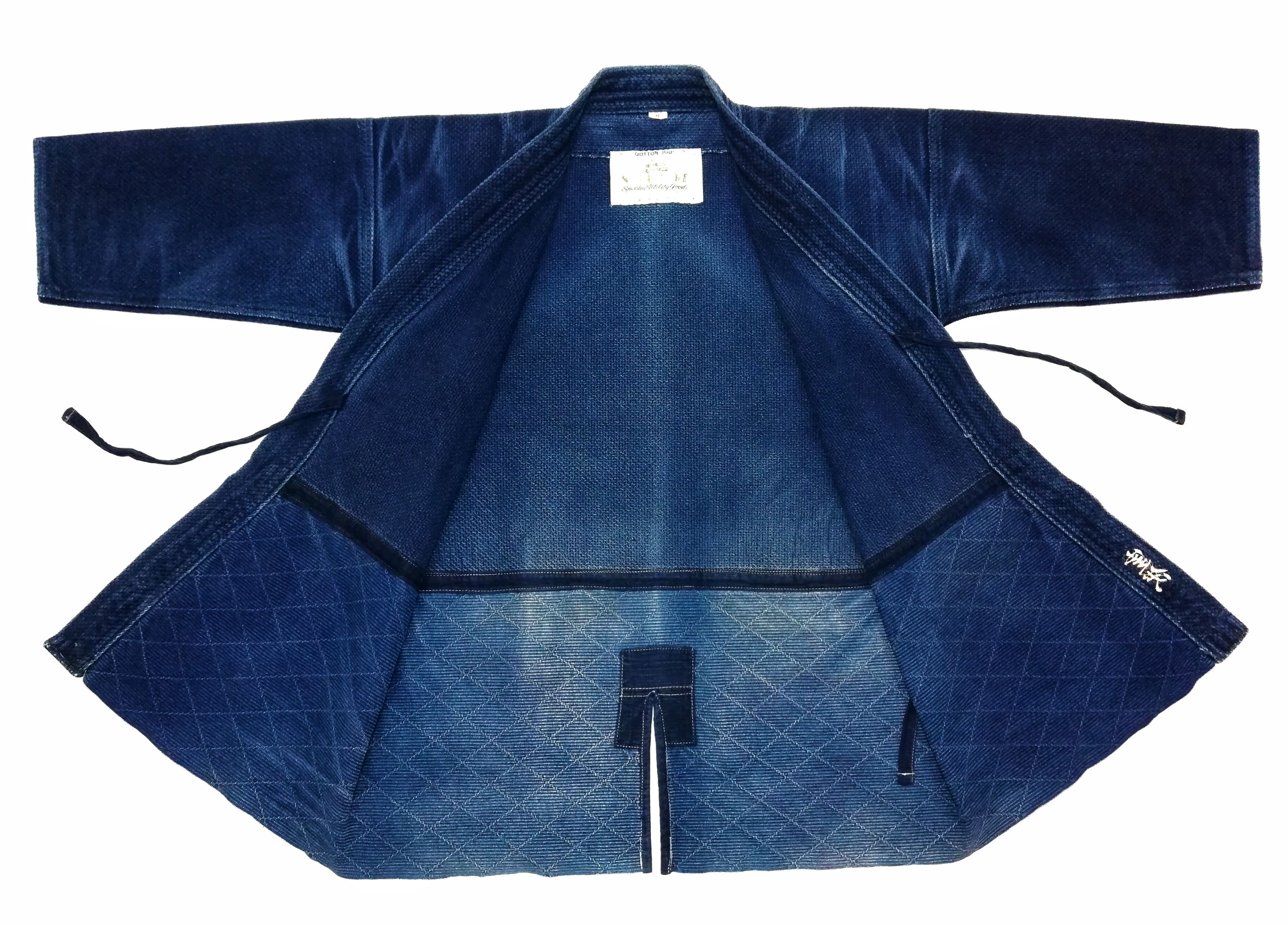 Indigo × Japanese Brand 🔥Dyed Sashiko Noragi Kimono Style Visvim Design Cotton🔥 Size US L / EU 52-54 / 3 - 6 Thumbnail