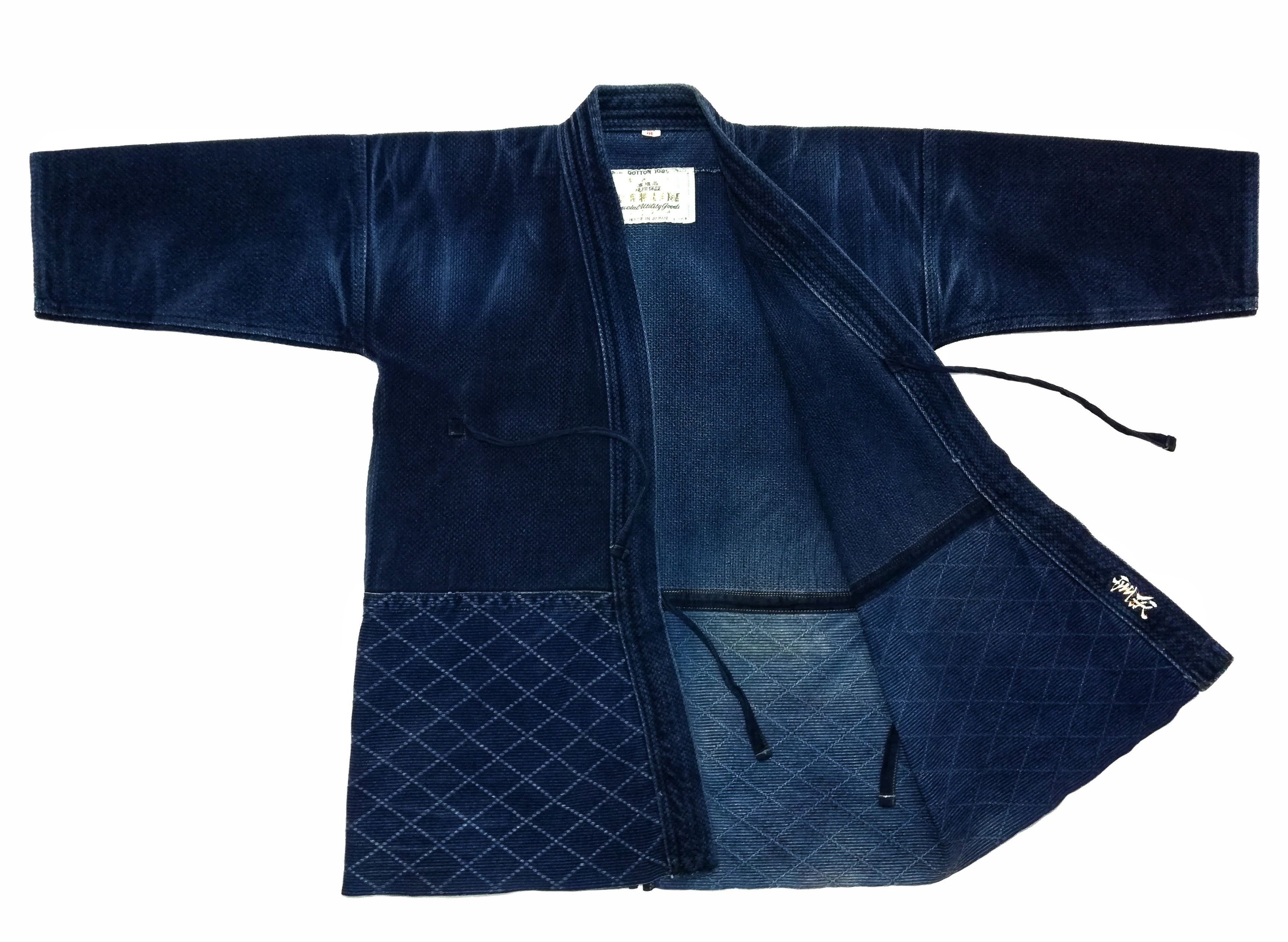 Indigo × Japanese Brand 🔥Dyed Sashiko Noragi Kimono Style Visvim Design Cotton🔥 Size US L / EU 52-54 / 3 - 5 Thumbnail