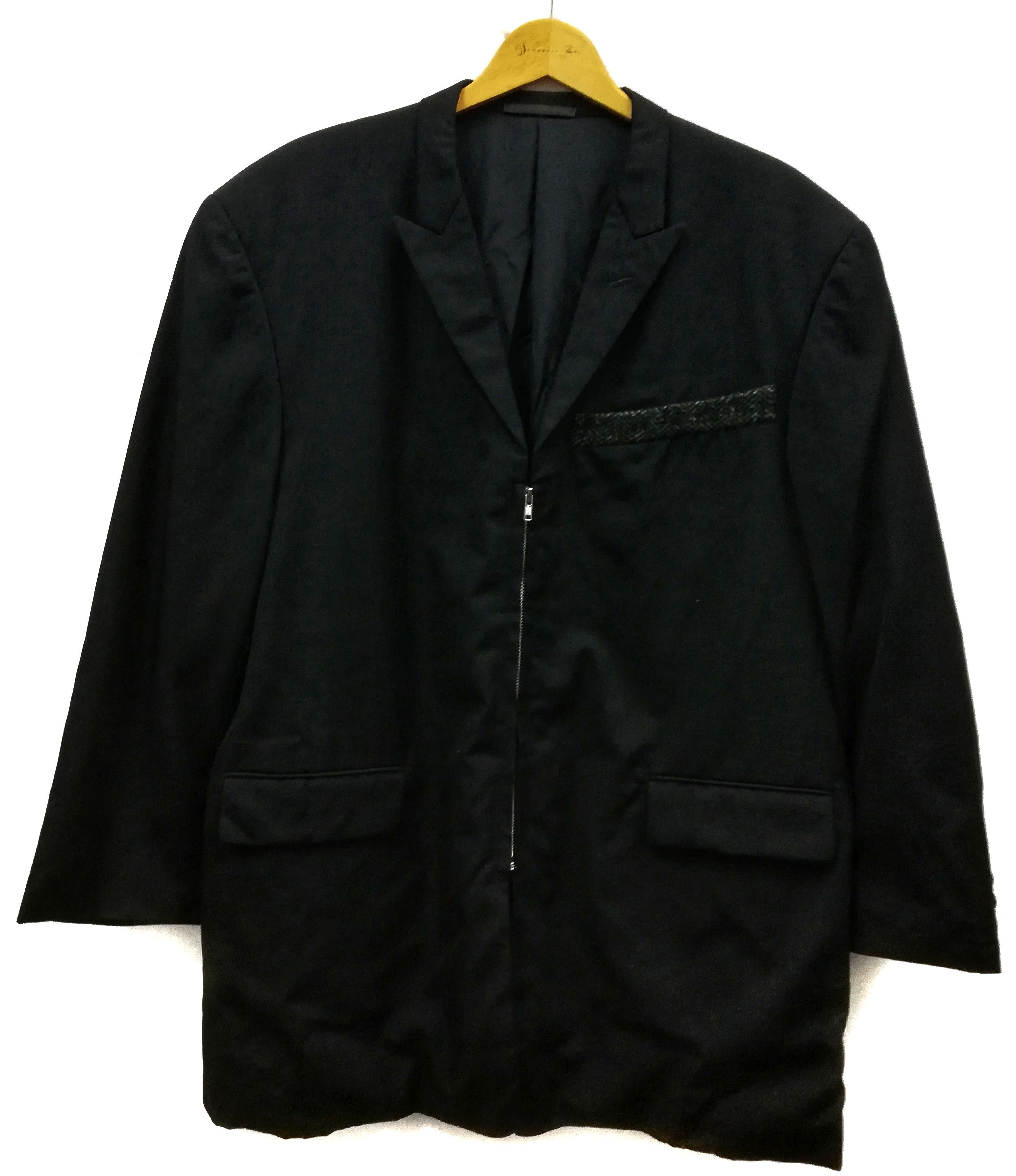 image of Avant Garde x Comme Des Garcons Grail Iconic Aw94 Cdgh Surface Wool Zipper Blazers Jacket in Black 