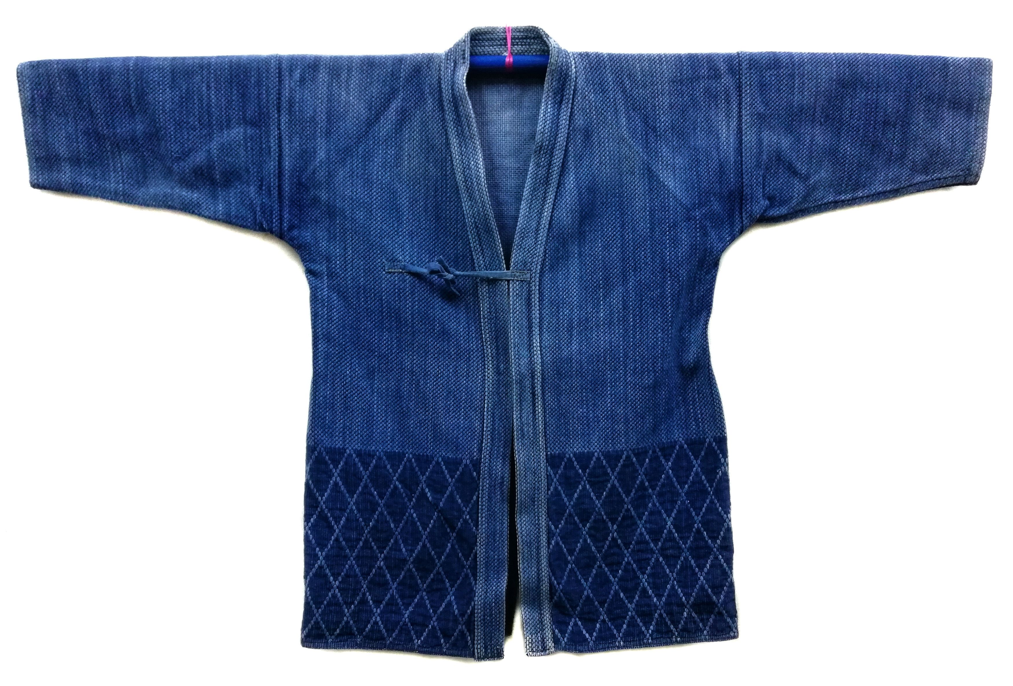 image of Art Comes First x Indigo Style Kapital Dyed Woven Cotton Drawstrings Kimono in Indigo (Size Small)
