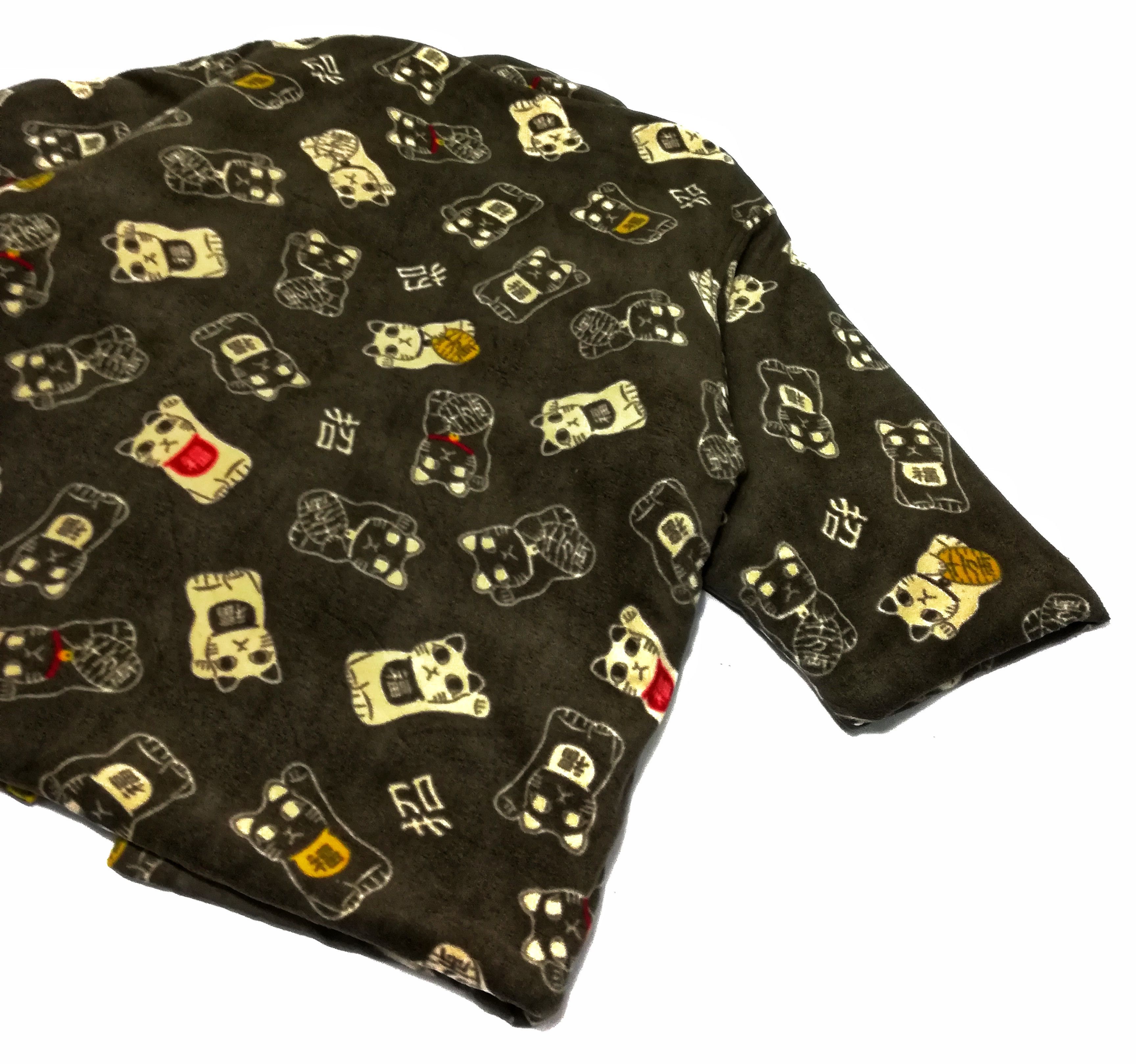 Japanese Brand 🔥Hanten Traditional Light Puffer Kimono Fleece Cat Print Size US L / EU 52-54 / 3 - 11 Thumbnail