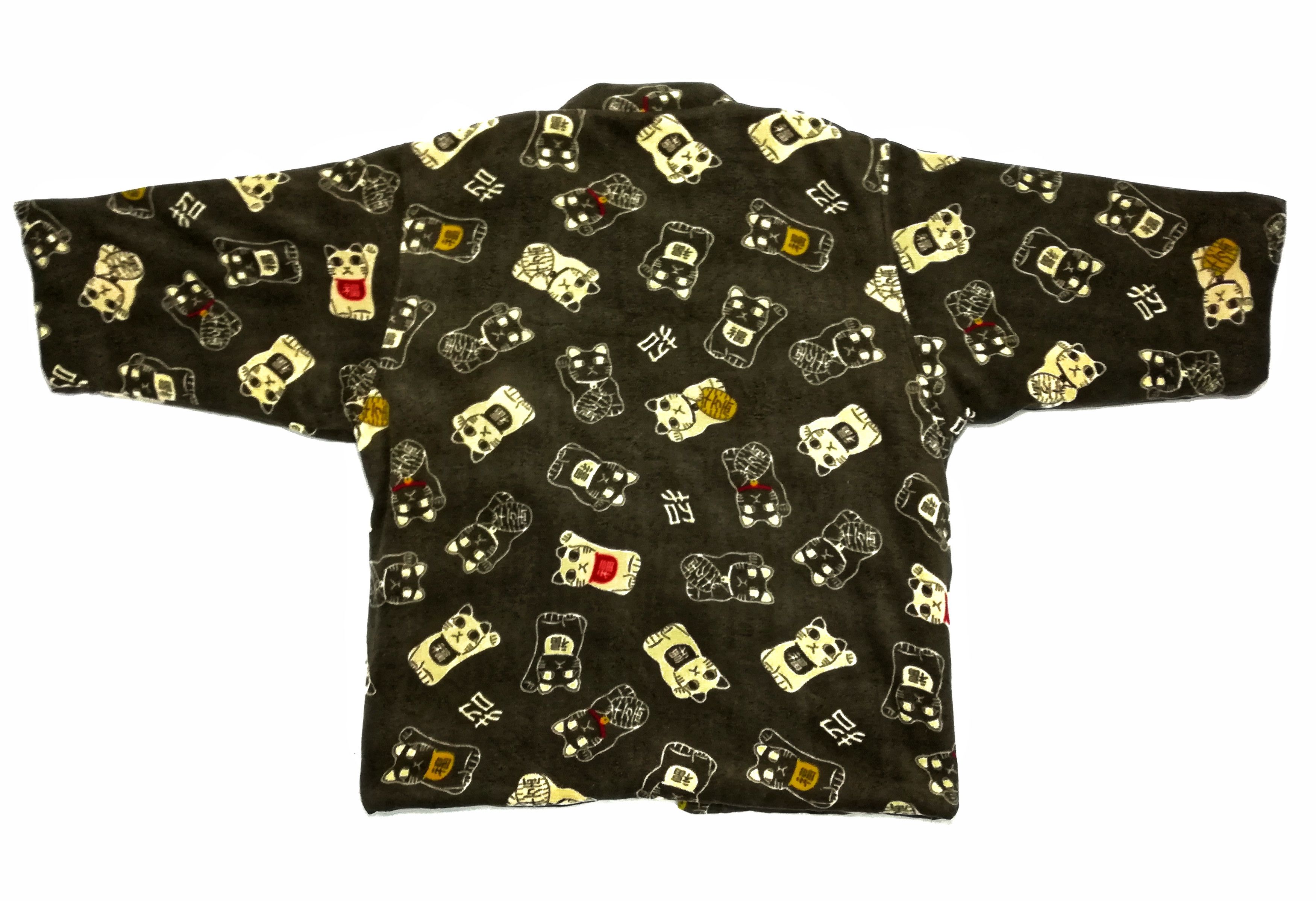 Japanese Brand 🔥Hanten Traditional Light Puffer Kimono Fleece Cat Print Size US L / EU 52-54 / 3 - 9 Thumbnail