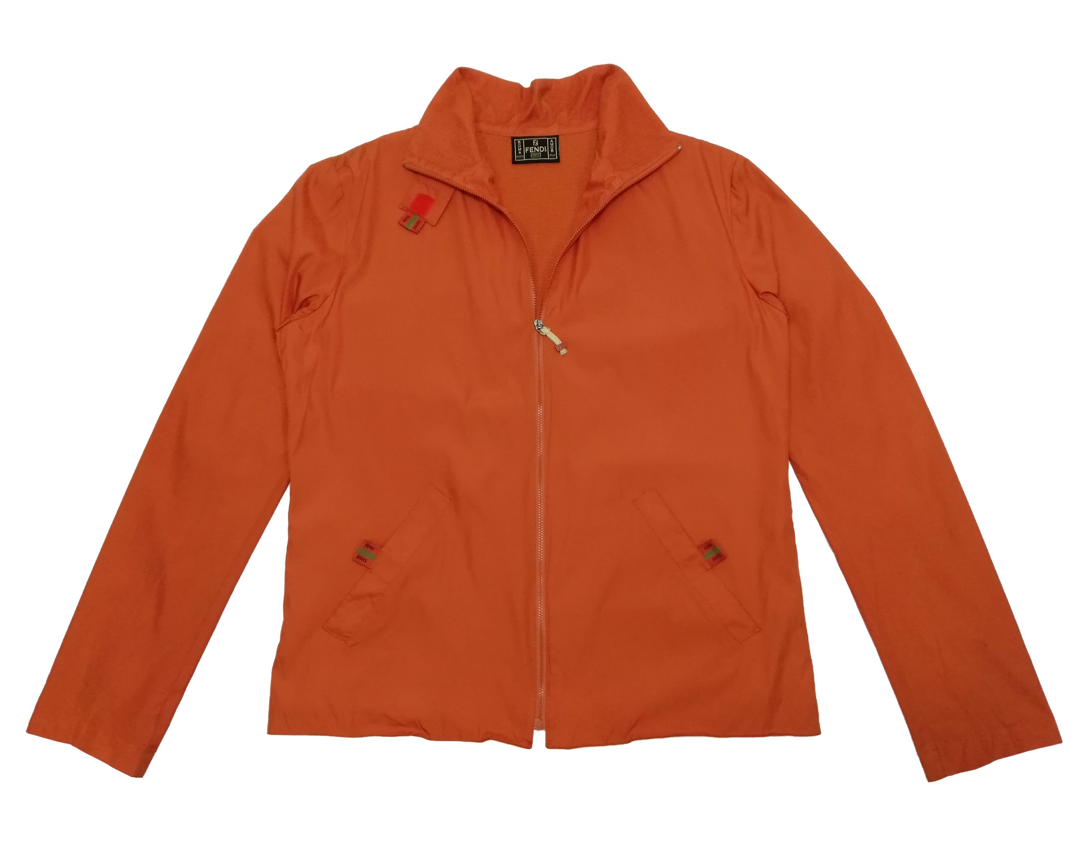 image of Fendi Spell Out Windbreaker Zipper Jacket Polyester in Orange, Men's (Size Small)