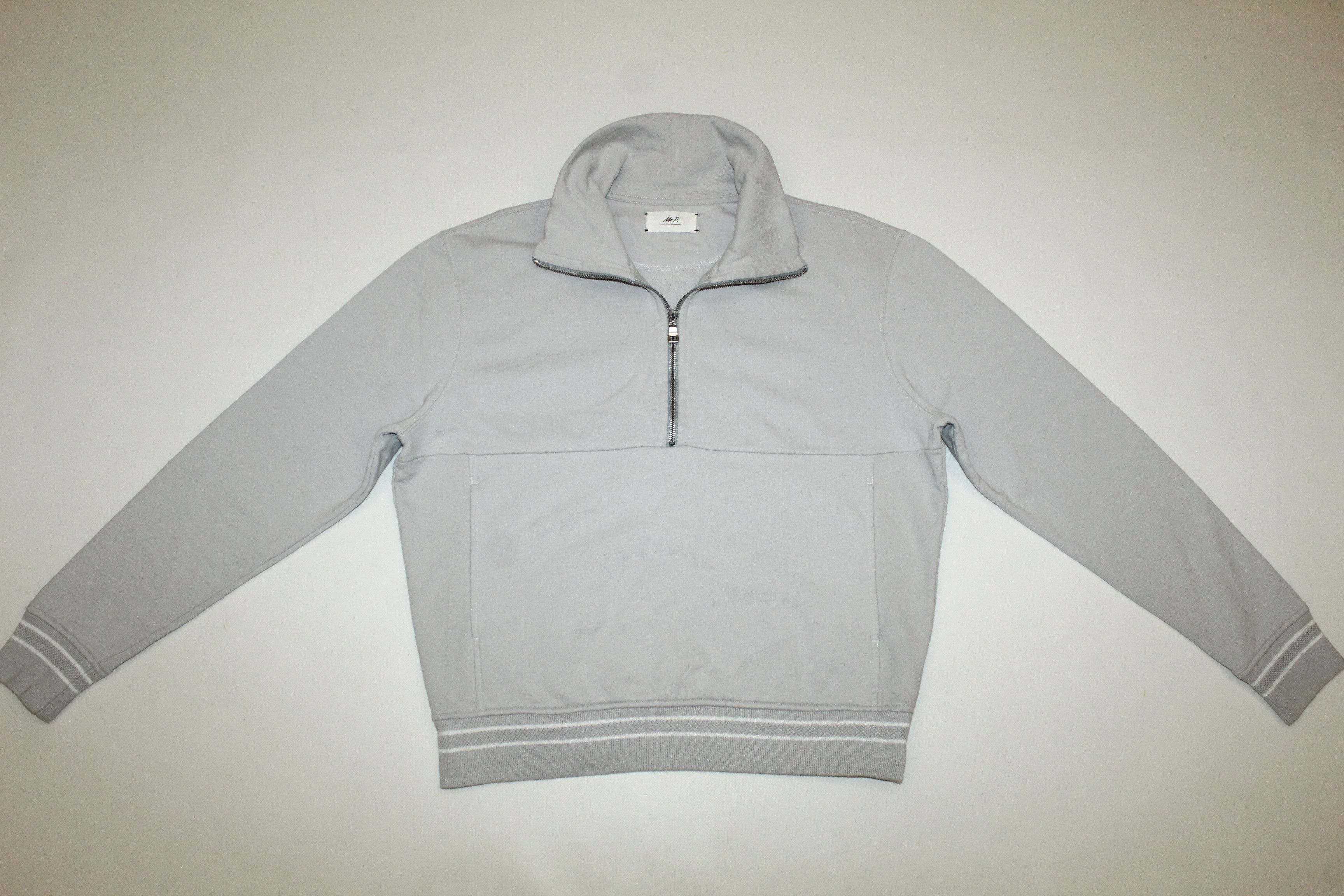 Mr P. Mr P. Loopback Cotton-Jersey Half-Zip Sweats Leather Trim Size US XL / EU 56 / 4 - 2 Thumbnail