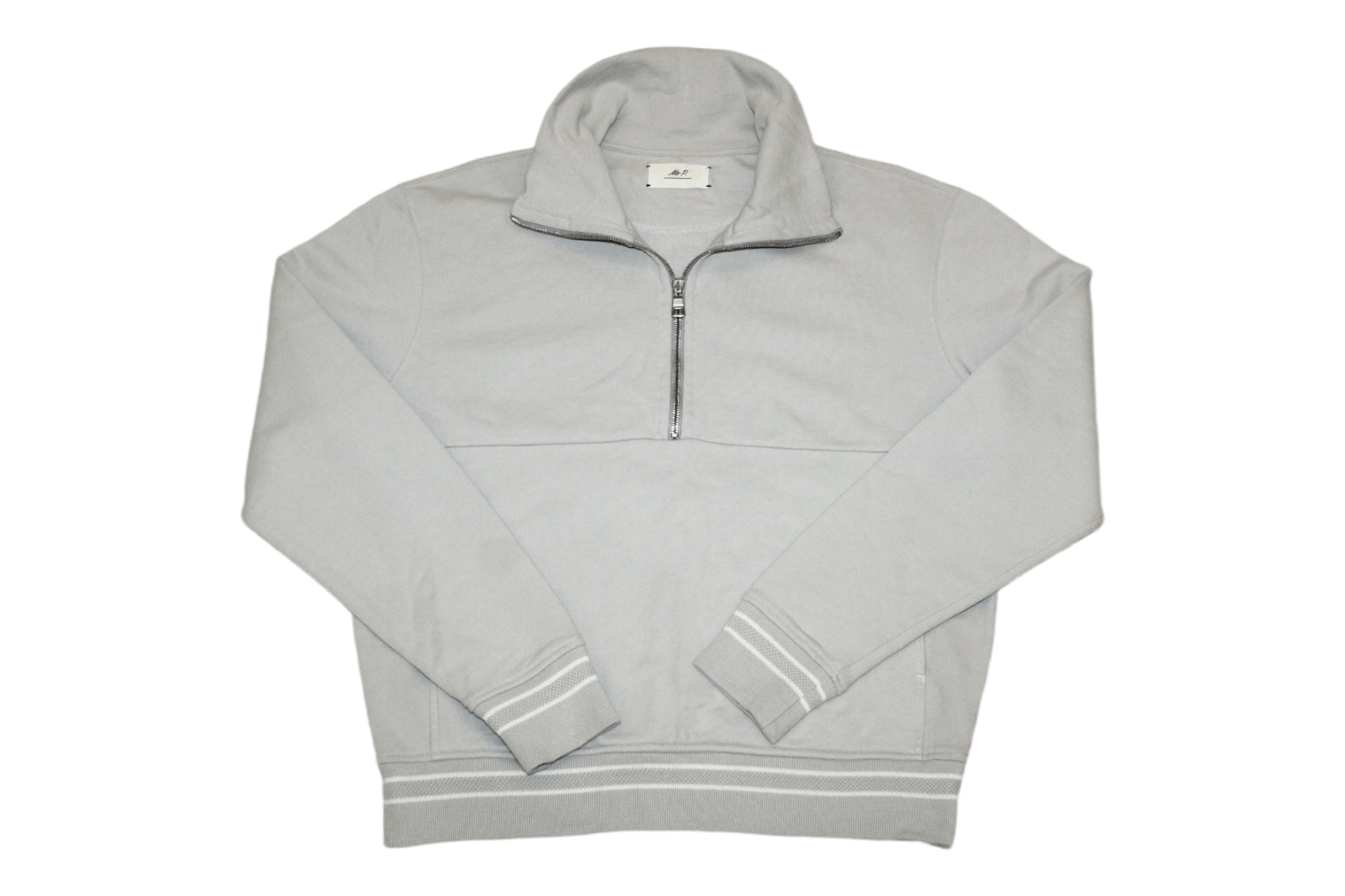 Mr P. Mr P. Loopback Cotton-Jersey Half-Zip Sweats Leather Trim Size US XL / EU 56 / 4 - 1 Thumbnail