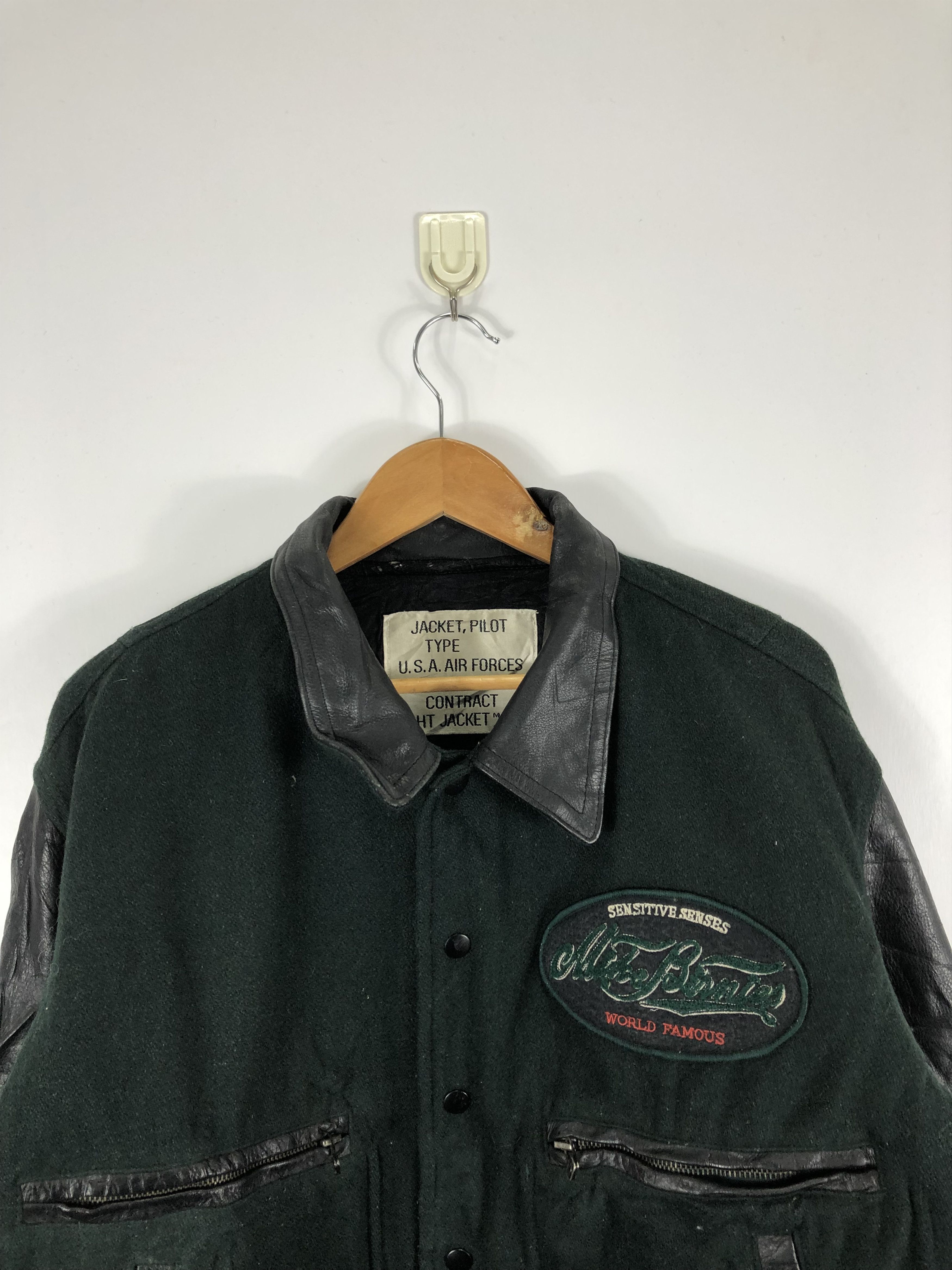 Vintage Vintage 80s US Air Force Varsity Jacket Leather Sleeve Size US L / EU 52-54 / 3 - 3 Thumbnail