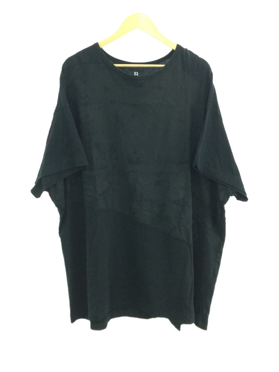 Short Sleeve T-Shirts Black Switching Cotton Crew Neck