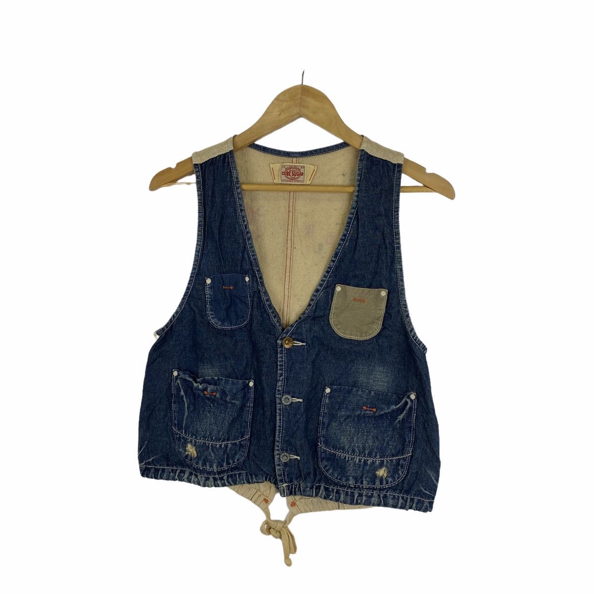 Japanese Brand × Vintage Vintage CUBE SUGAR Workwear Design Sleeveless Vest Jacket Size US S / EU 44-46 / 1 - 4 Thumbnail
