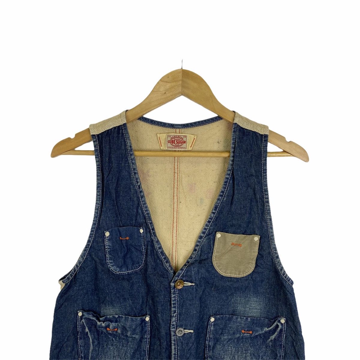 Japanese Brand × Vintage Vintage CUBE SUGAR Workwear Design Sleeveless Vest Jacket Size US S / EU 44-46 / 1 - 5 Thumbnail