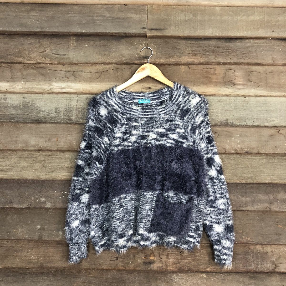 image of Homespun Knitwear Del Dahlia Grey Mohair Shag Shaggy Fur Knitwear C1039, Women's (Size Medium)