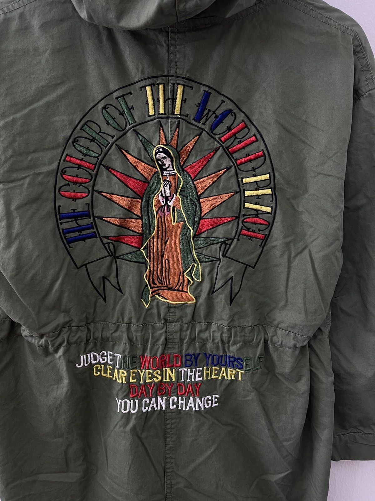 Japanese Brand × Vintage Vintage Our Lady Of Guedalupe Religion Big Logo Long Jacket Size US S / EU 44-46 / 1 - 2 Thumbnail