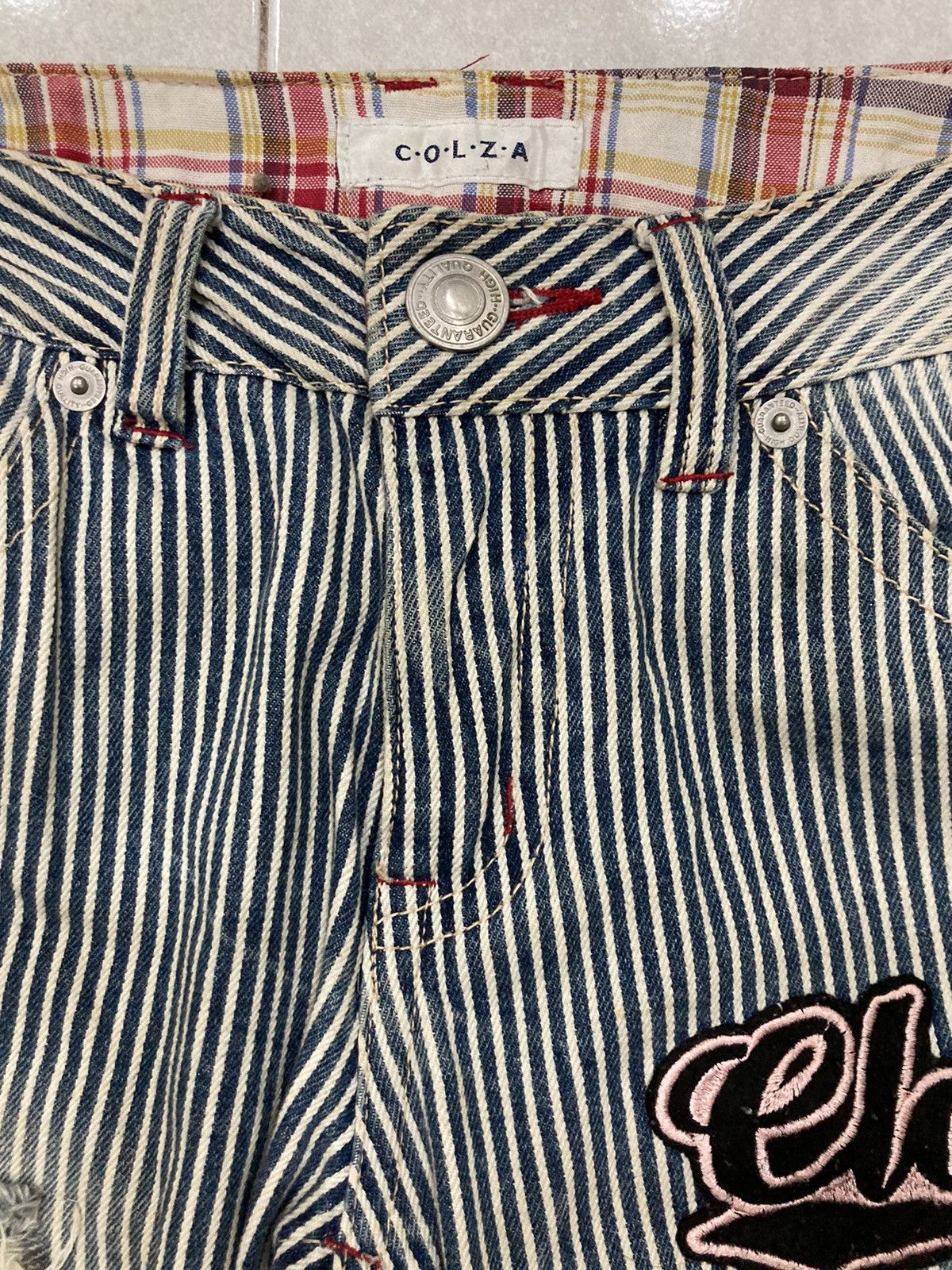 Japanese Brand Hickory Stripe Patched Distressed Denim Size US 30 / EU 46 - 7 Thumbnail