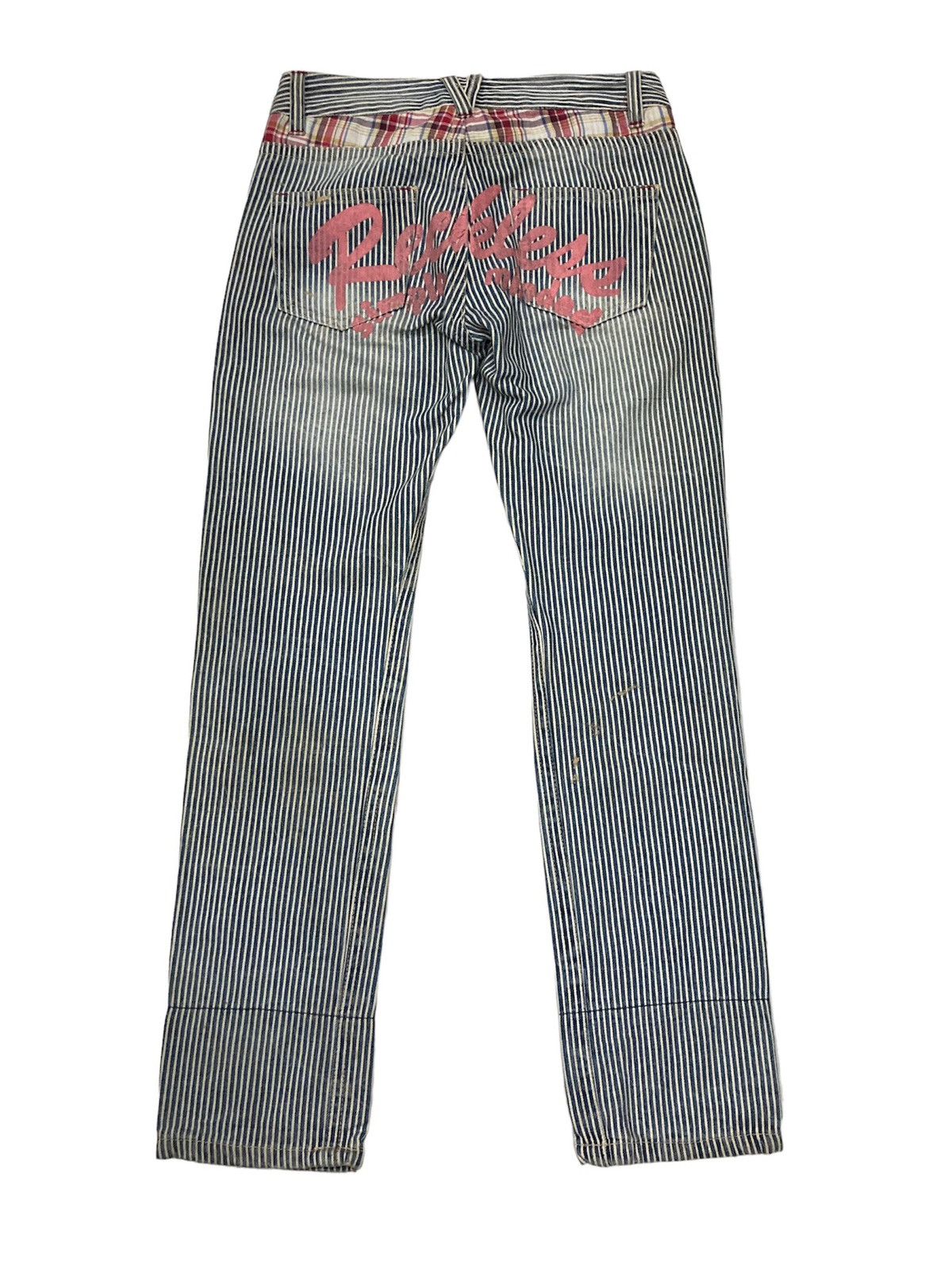 Japanese Brand Hickory Stripe Patched Distressed Denim Size US 30 / EU 46 - 3 Thumbnail