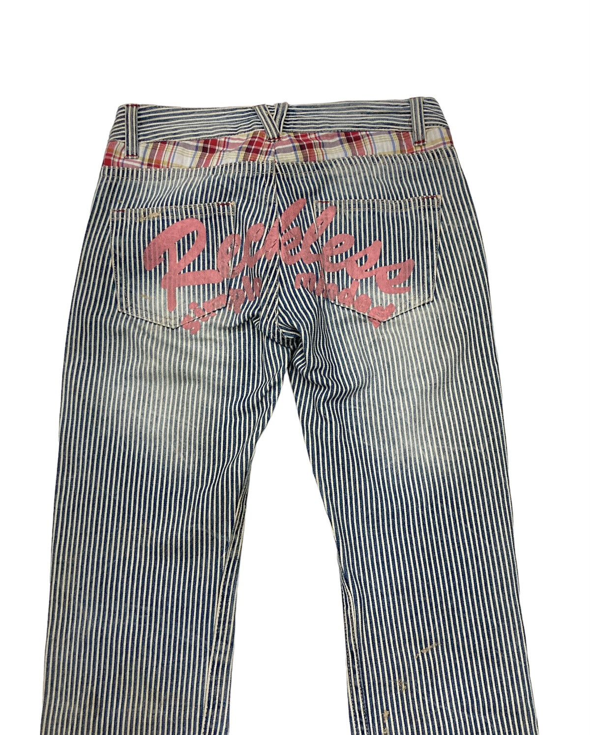 Japanese Brand Hickory Stripe Patched Distressed Denim Size US 30 / EU 46 - 4 Thumbnail