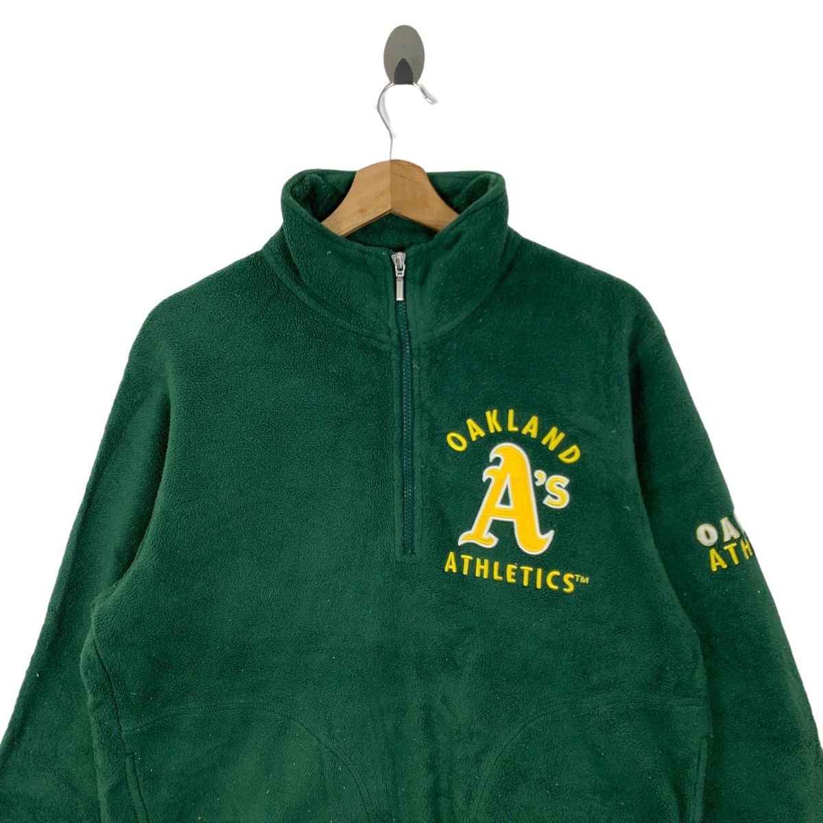 MLB × Vintage Vintage Oakland Athletic Half Zip Fleece Sweater Size US XL / EU 56 / 4 - 2 Thumbnail