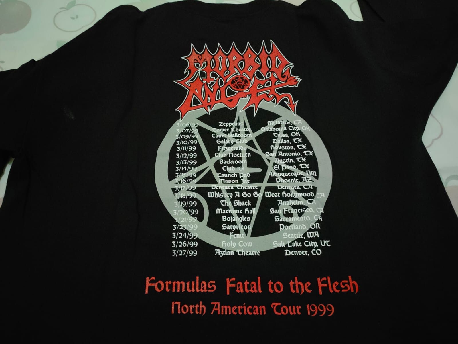 Band Tees Morbid Angel Fatal Formulas American Tour 1999 Size US XL / EU 56 / 4 - 7 Thumbnail