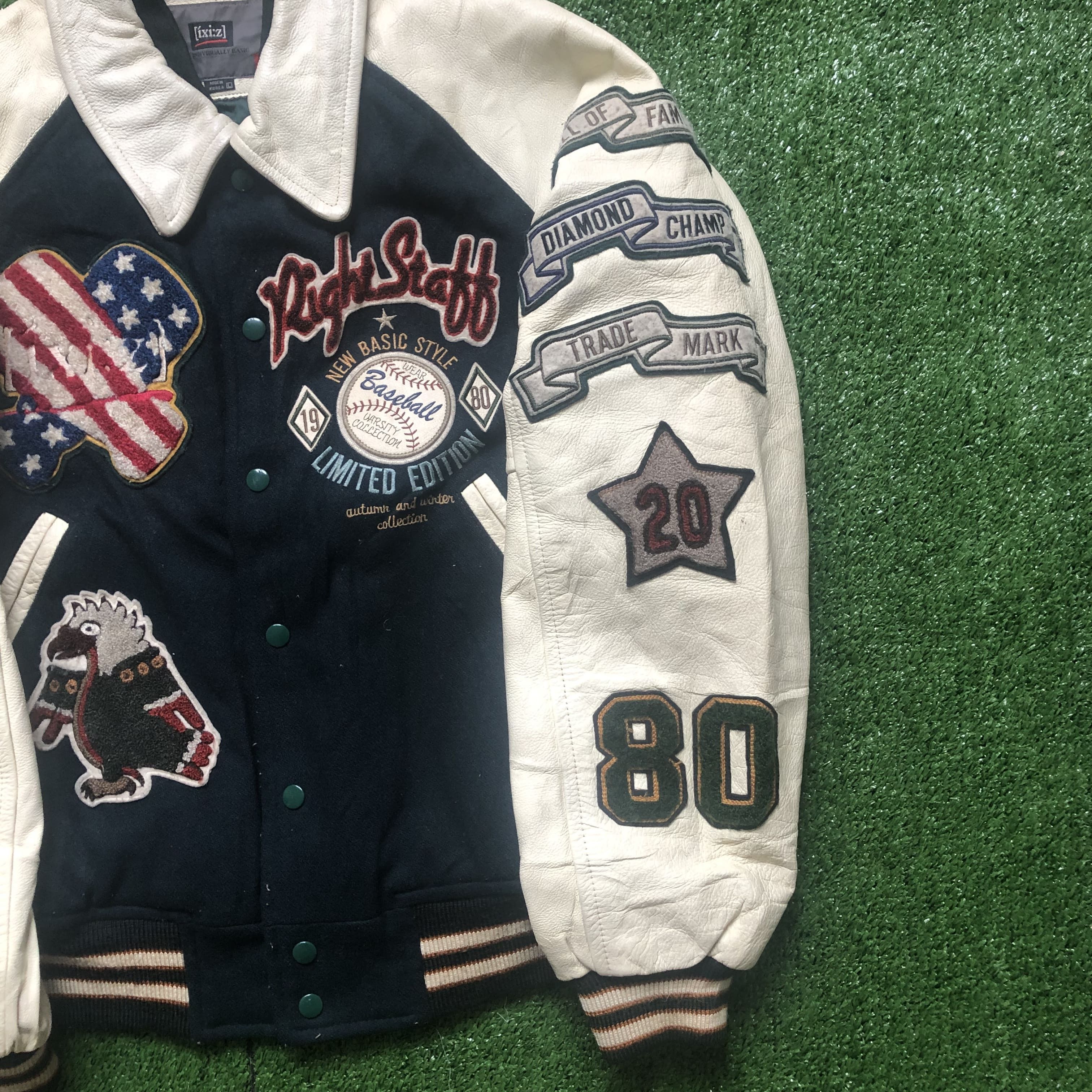 Vintage Vintage Ixi:z Baseball Hybrid Leather Varsity Jacket Size US L / EU 52-54 / 3 - 4 Thumbnail
