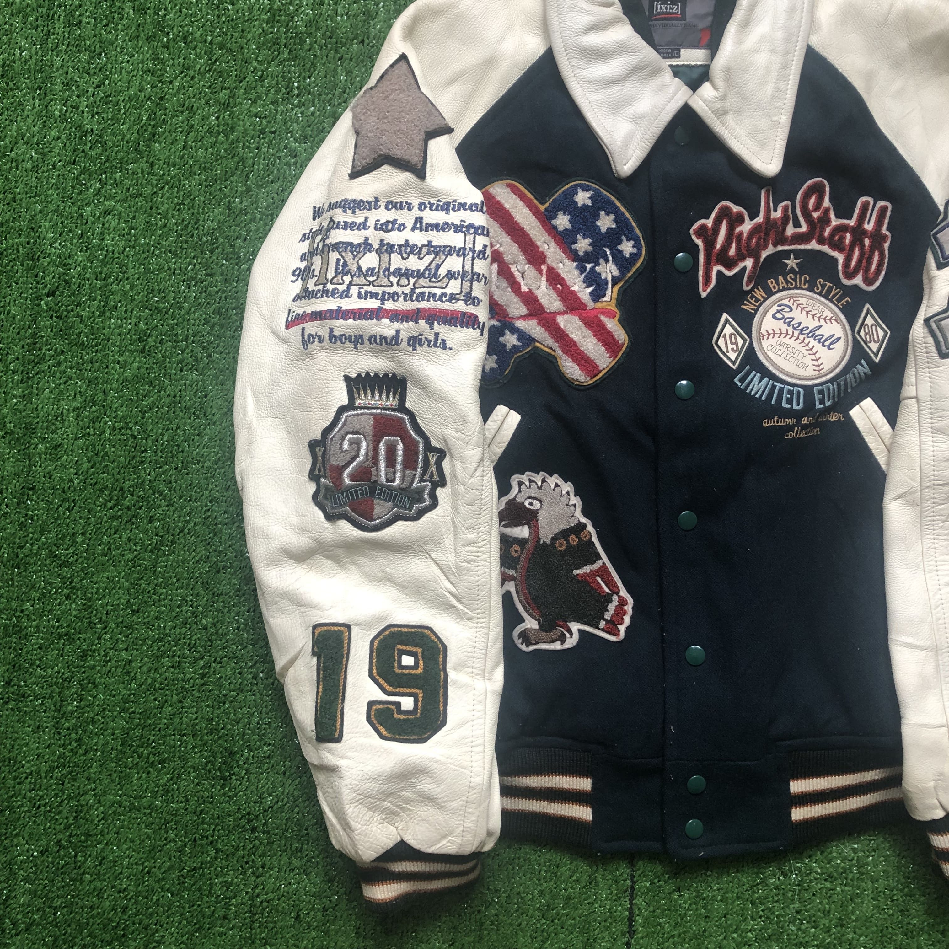 Vintage Vintage Ixi:z Baseball Hybrid Leather Varsity Jacket Size US L / EU 52-54 / 3 - 3 Thumbnail