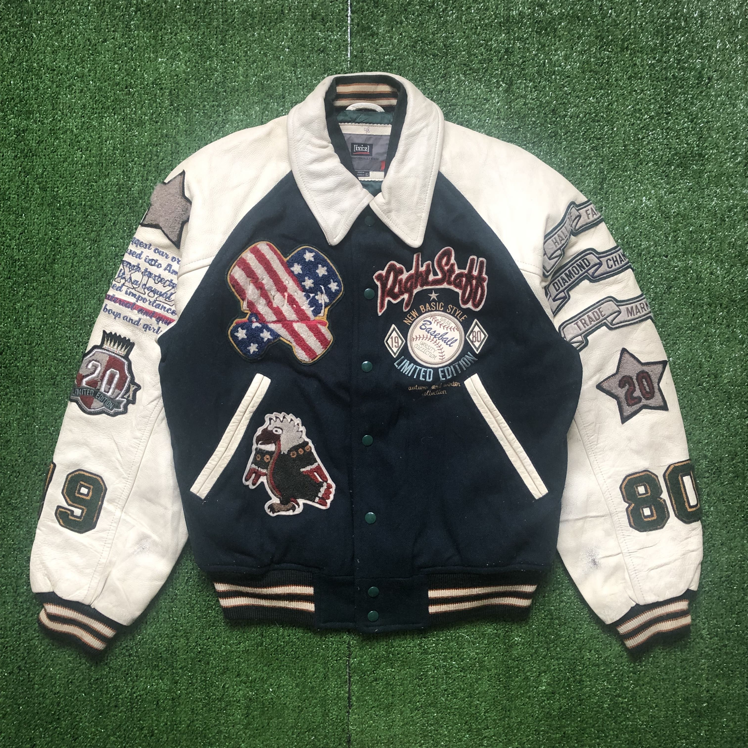 Vintage Vintage Ixi:z Baseball Hybrid Leather Varsity Jacket Size US L / EU 52-54 / 3 - 5 Thumbnail