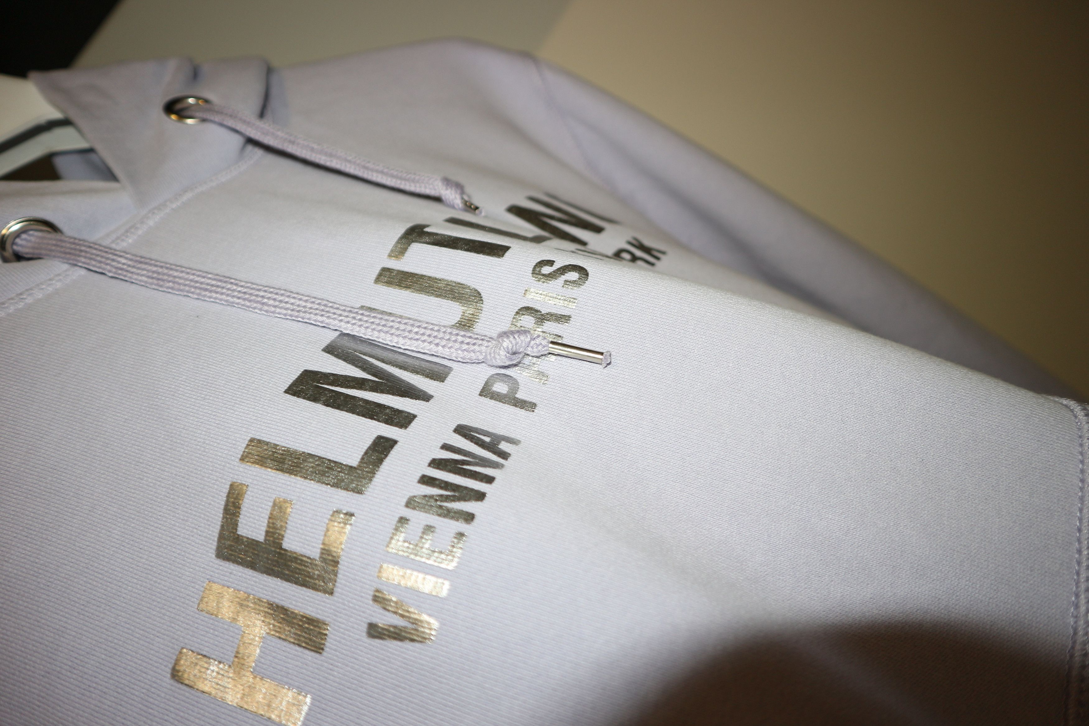 Helmut Lang metallic logo print hoodie Size US XXS / EU 40 - 13 Thumbnail