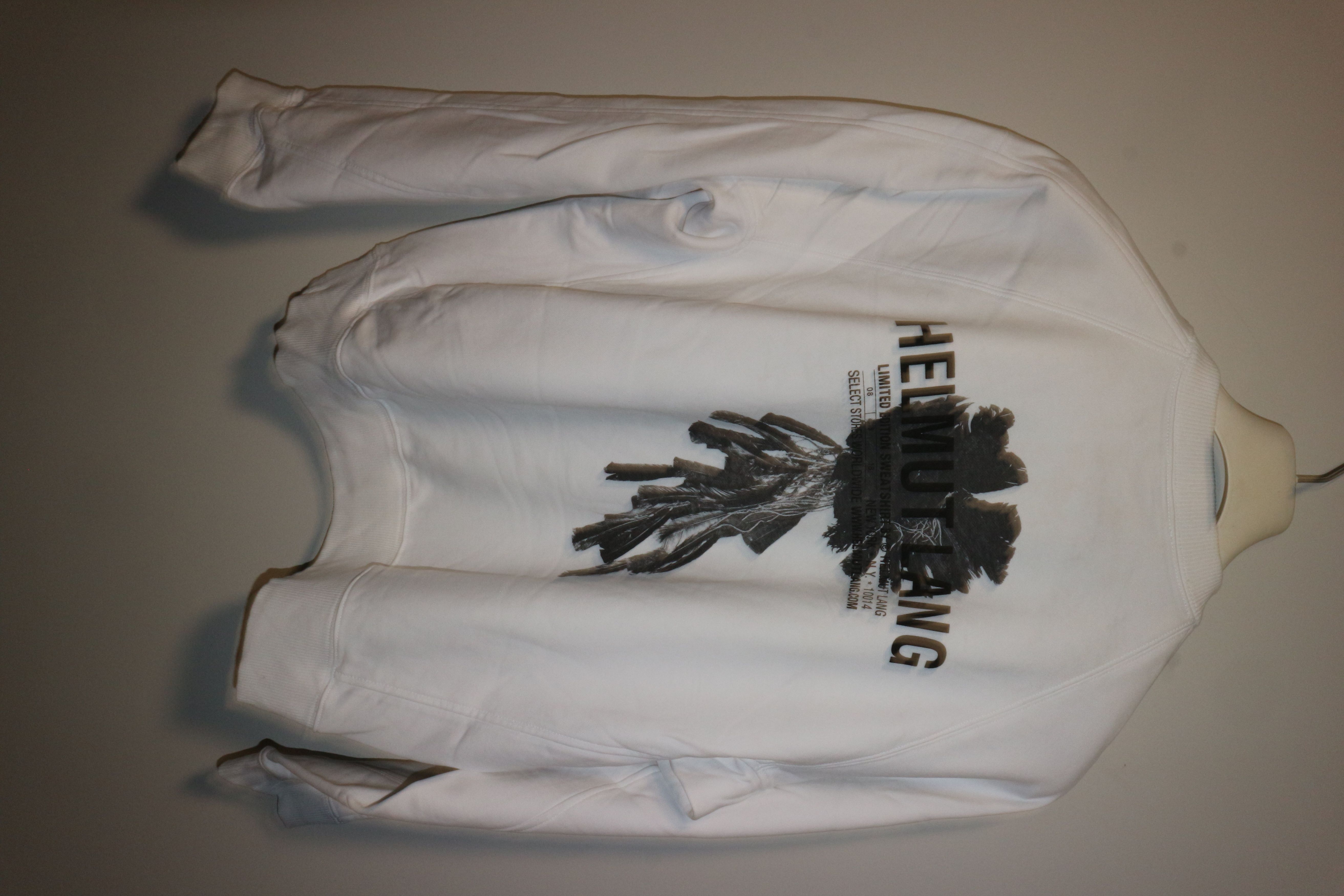 image of Helmut Lang Logo Print Sweatshirt in White, Men's (Size XS)