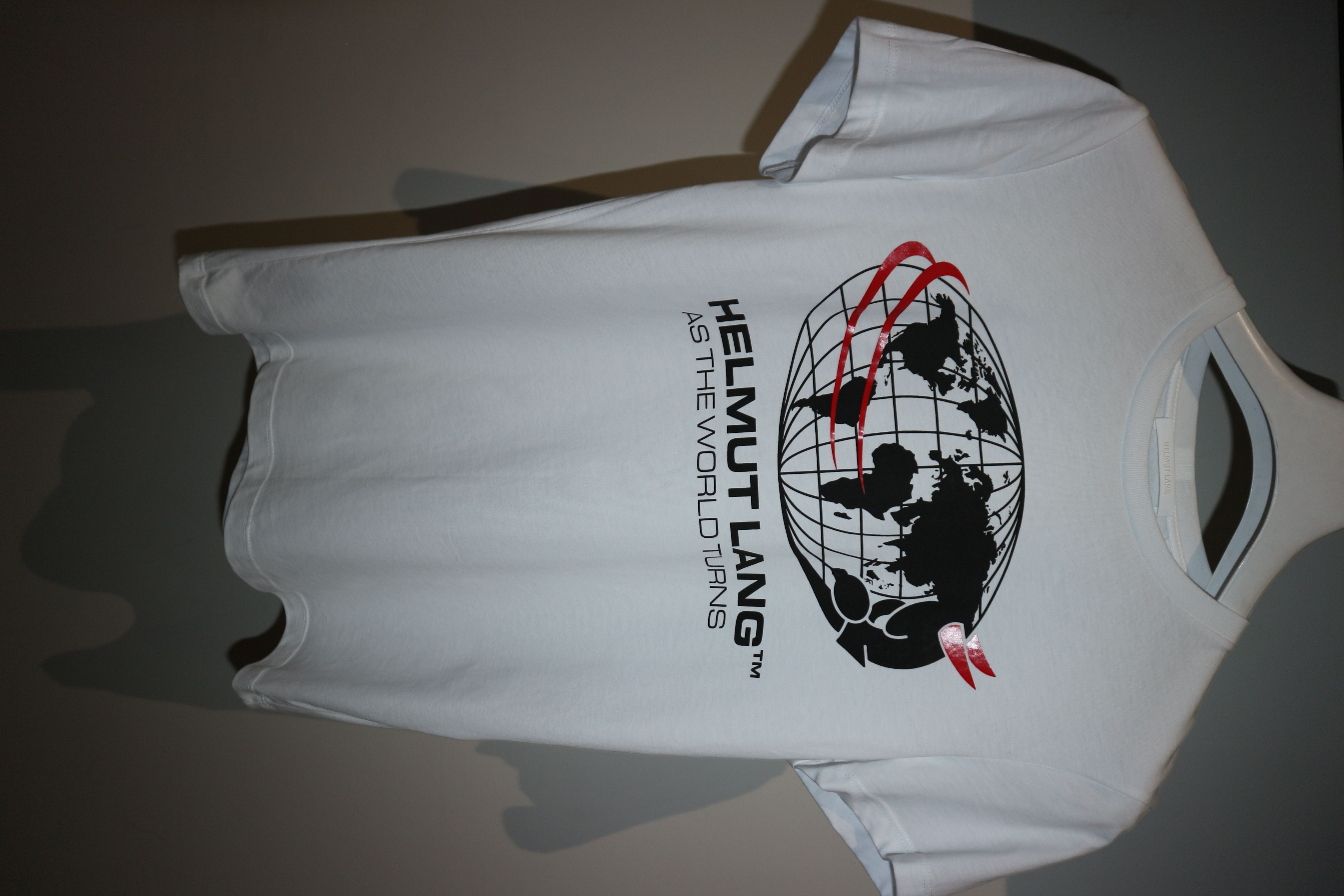 image of Helmut Lang Logo Print Tshirt in White, Men's (Size XS)