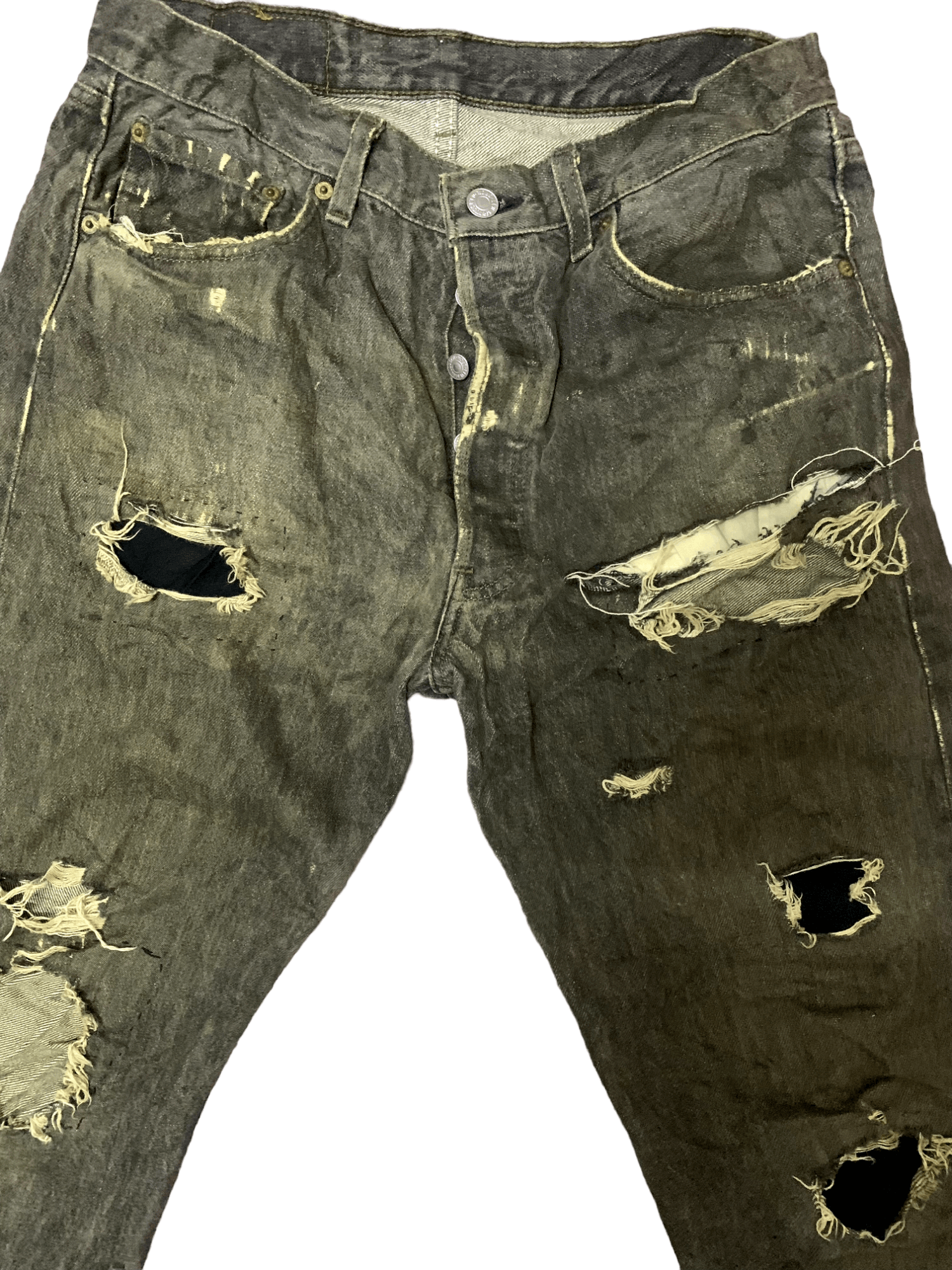 Levi's × Seditionaries Vintage 90s Levis 501 Ripped Distressed Loose Jeans Size US 30 / EU 46 - 2 Thumbnail