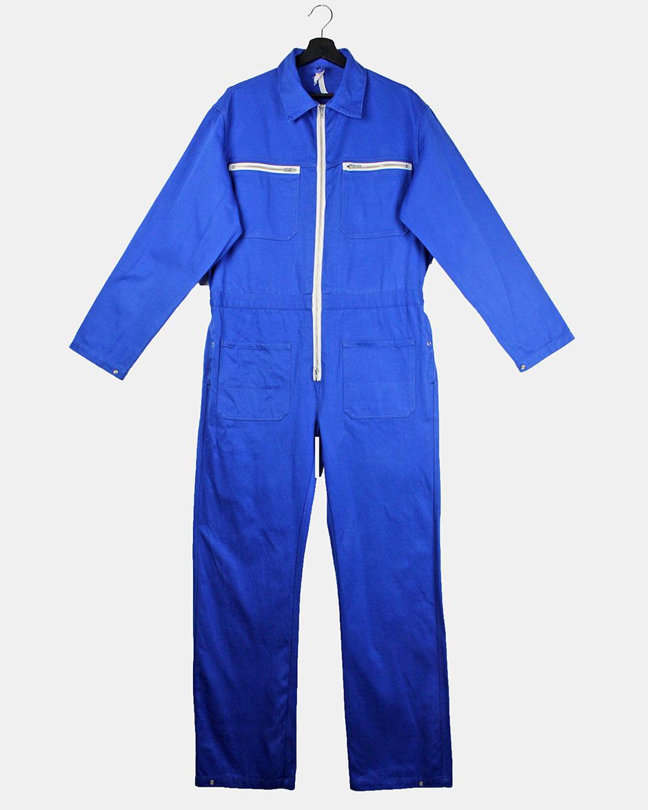image of Nos 80's Vintage Overall Jumpsuit Coverall Boiler Suit Xs S in Blue/White, Men's (Size 32)
