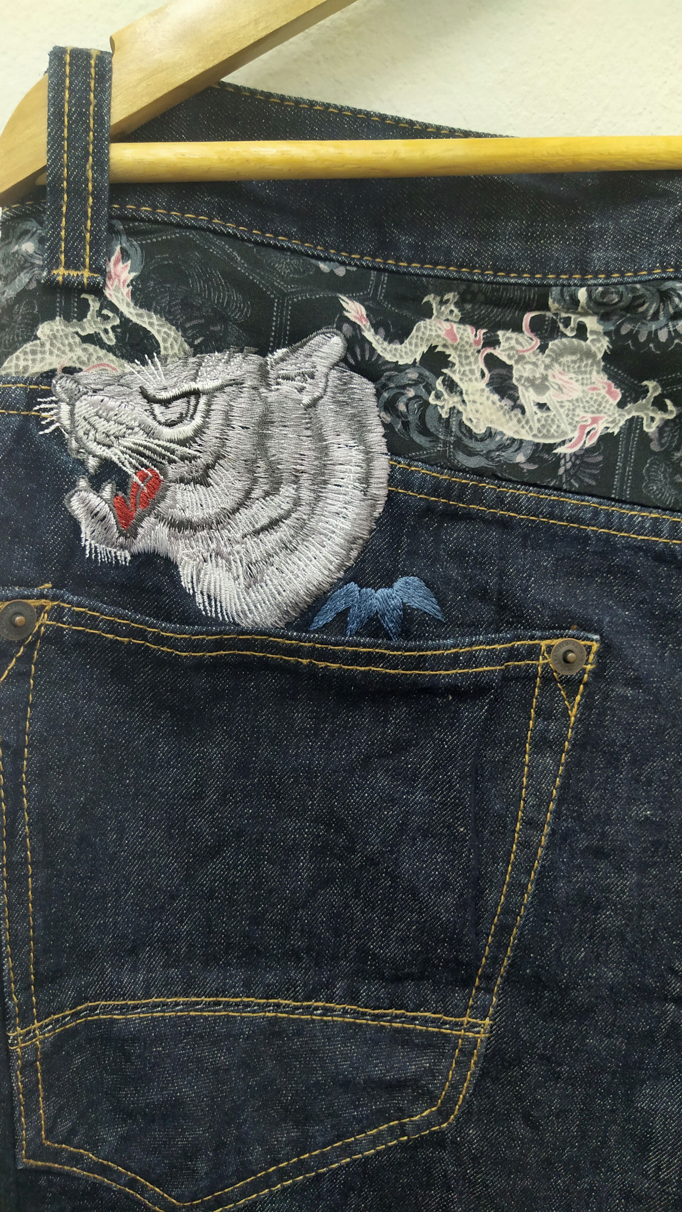 Jean Shop Vintage Japanese Dragon Embroidery Denim Size US 38 / EU 54 - 3 Thumbnail