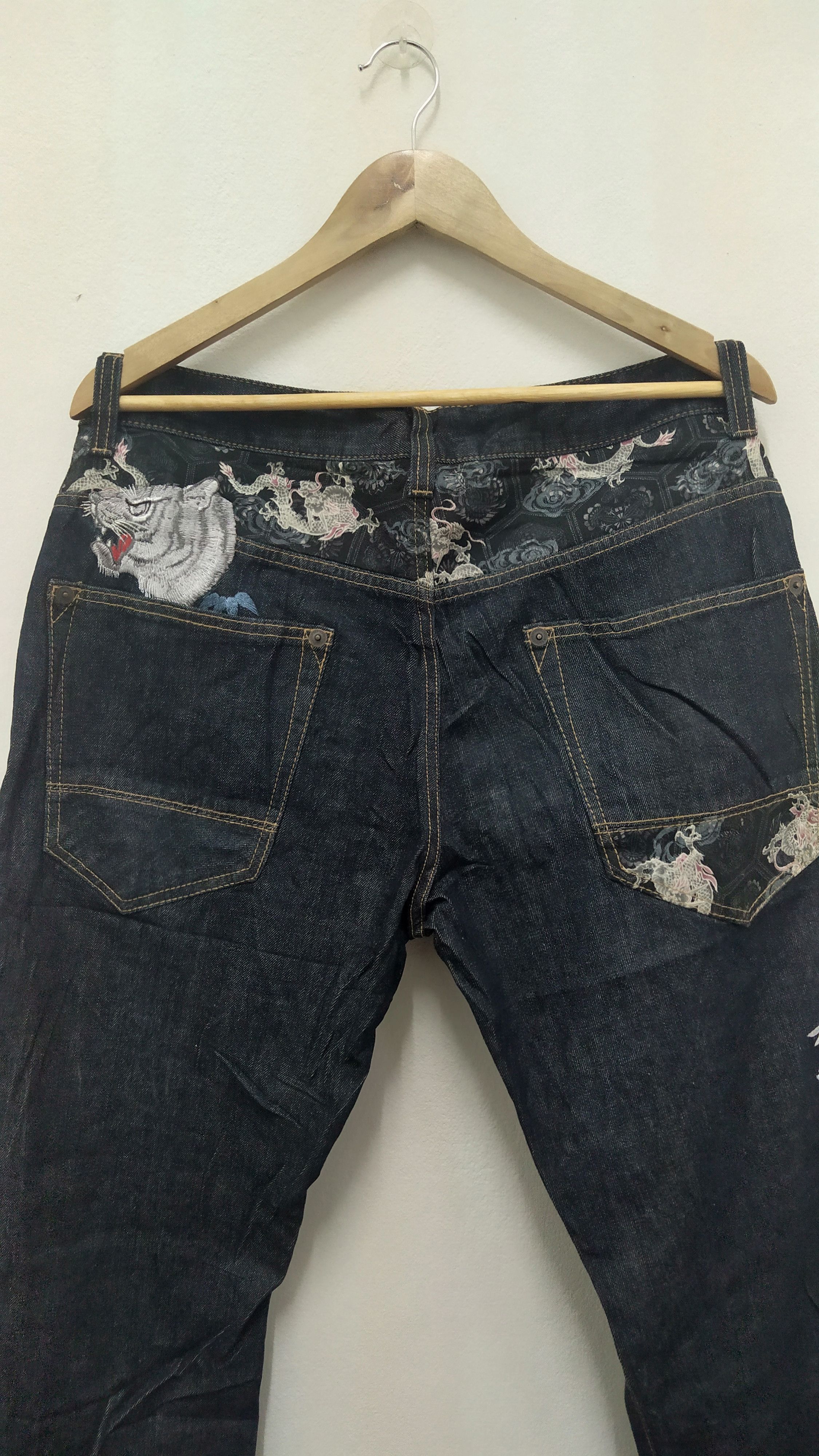 Jean Shop Vintage Japanese Dragon Embroidery Denim Size US 38 / EU 54 - 2 Thumbnail