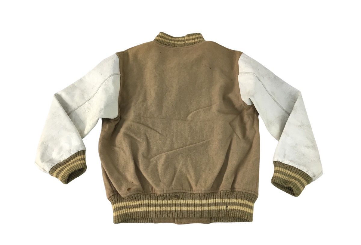 Japanese Brand AX Simple Varsity Jacket Quilted Snap Button Leather Sleeve Size US M / EU 48-50 / 2 - 2 Thumbnail