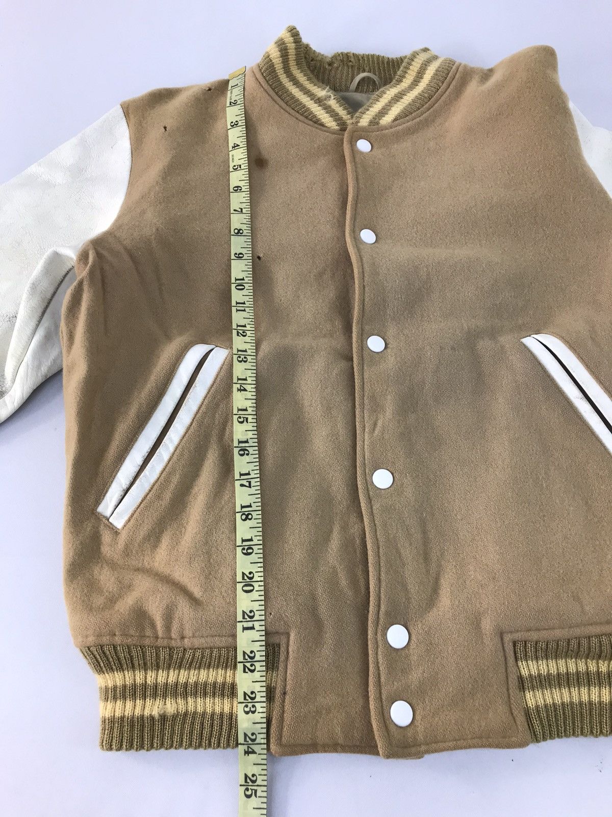 Japanese Brand AX Simple Varsity Jacket Quilted Snap Button Leather Sleeve Size US M / EU 48-50 / 2 - 10 Thumbnail