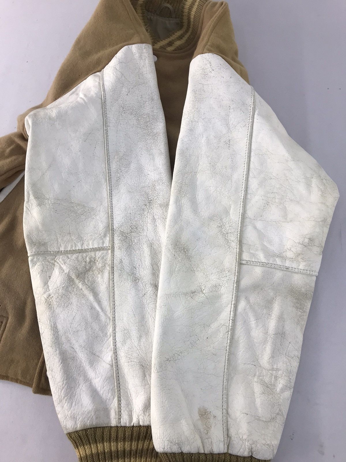 Japanese Brand AX Simple Varsity Jacket Quilted Snap Button Leather Sleeve Size US M / EU 48-50 / 2 - 12 Thumbnail