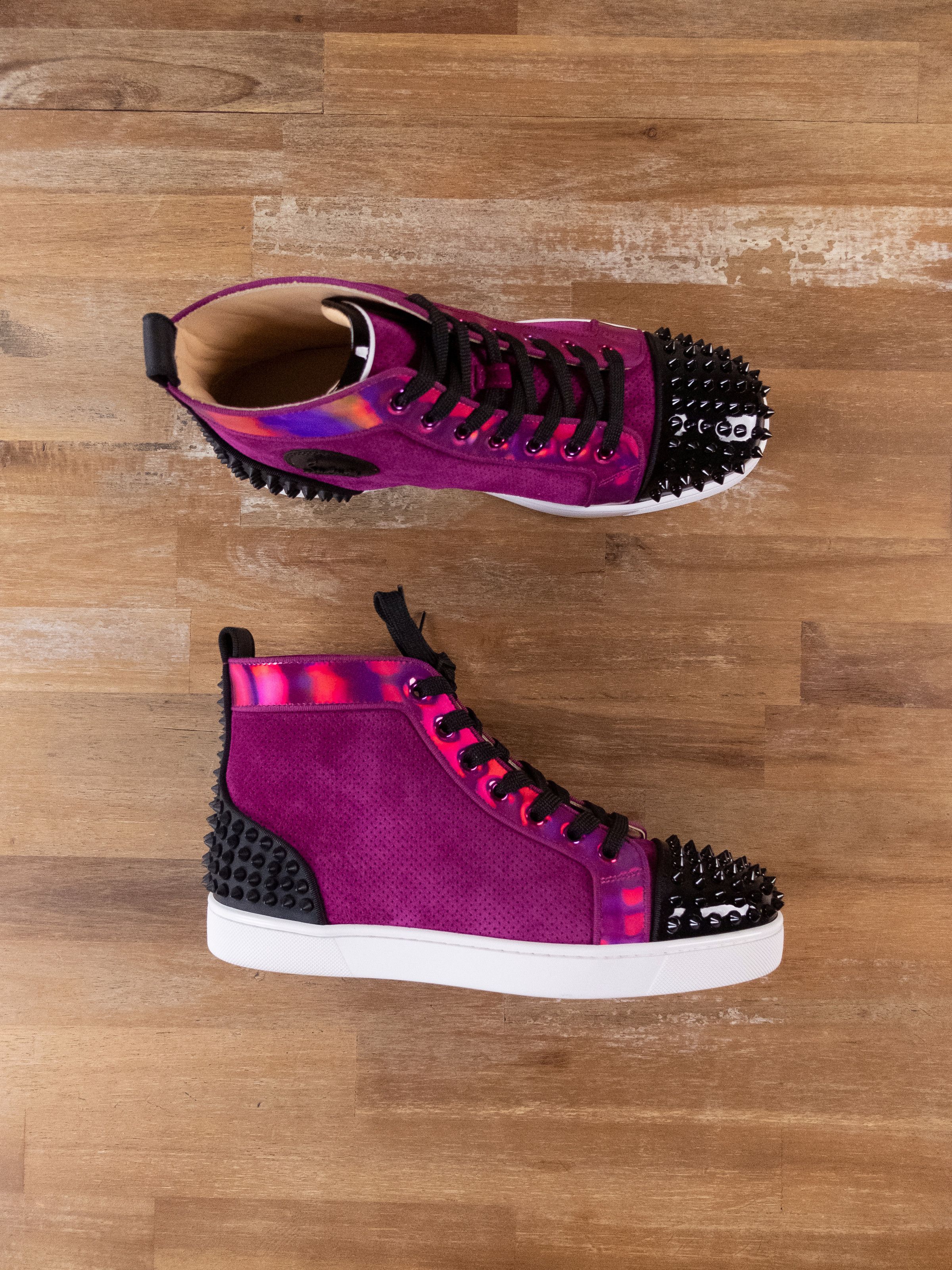 Christian Louboutin Lou Spikes Sneakers in Brown